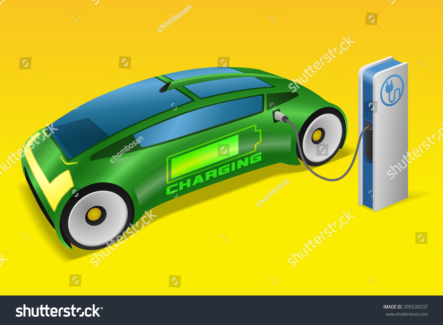 SVG of electric vehicle (EV) charging station, electric recharging point, future automobile, concept car, vector illustration svg