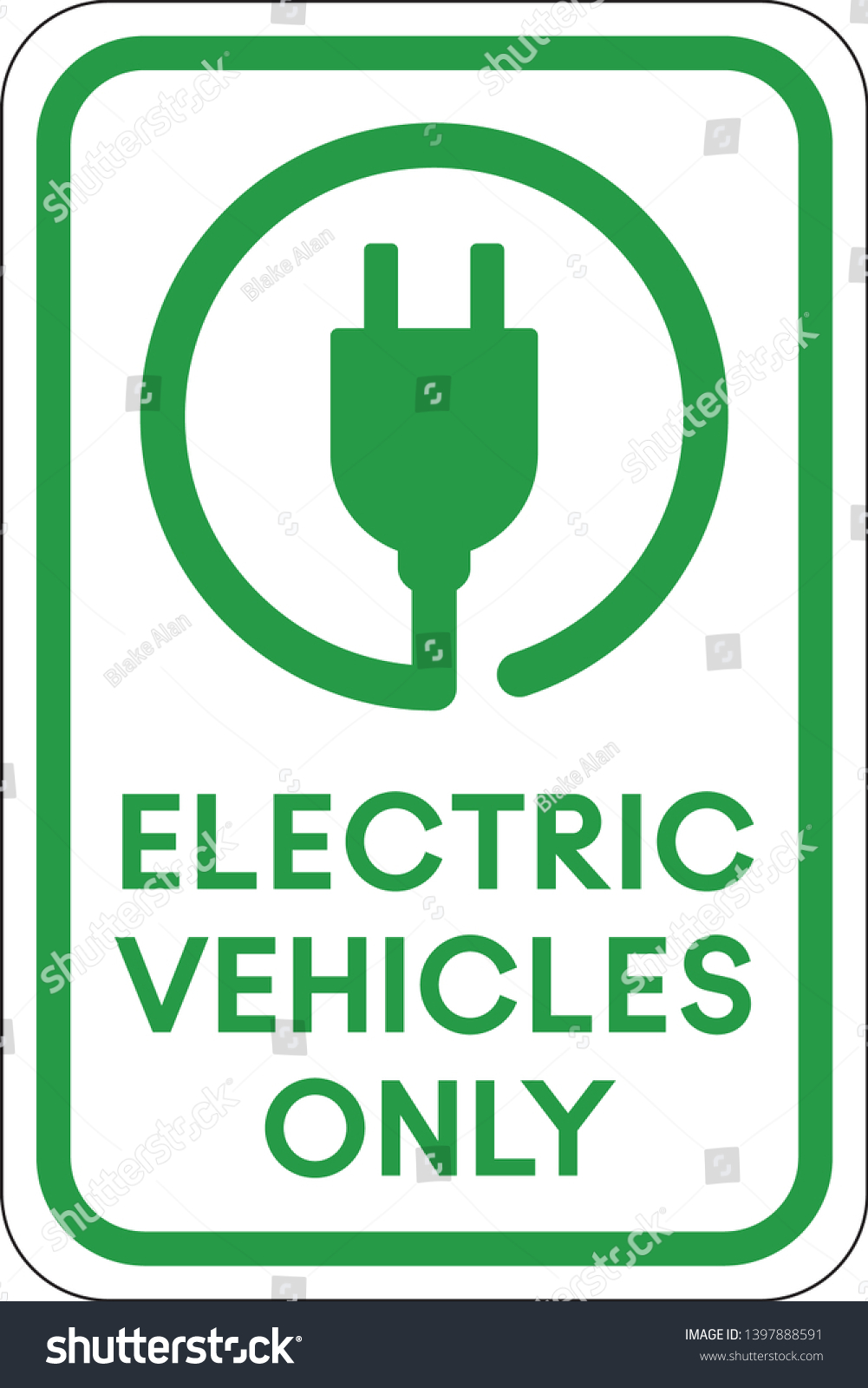 EV Electric Vehicle Parking Sign 