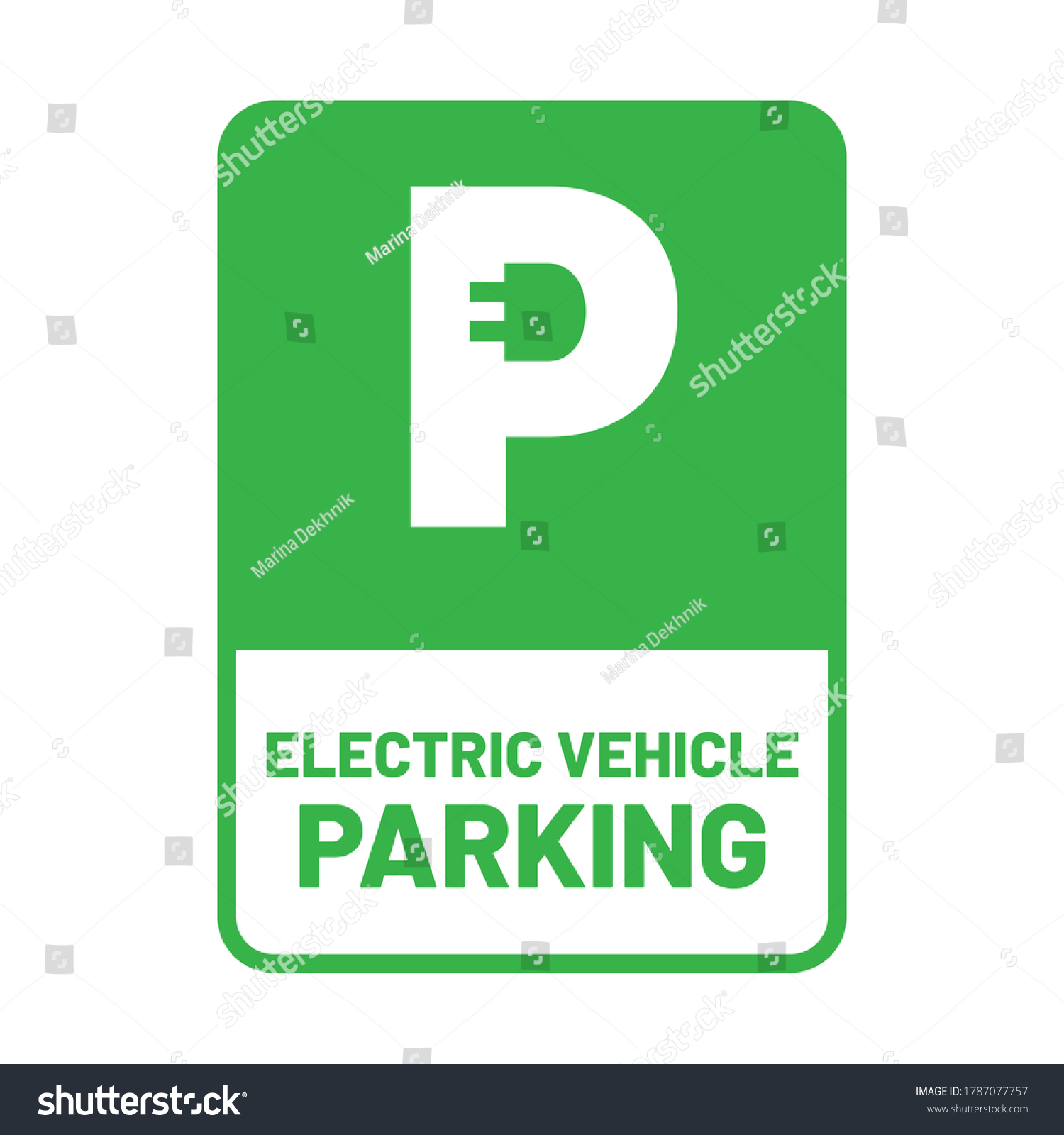 Electric Vehicle Parking Sign Green Charging стоковая векторная