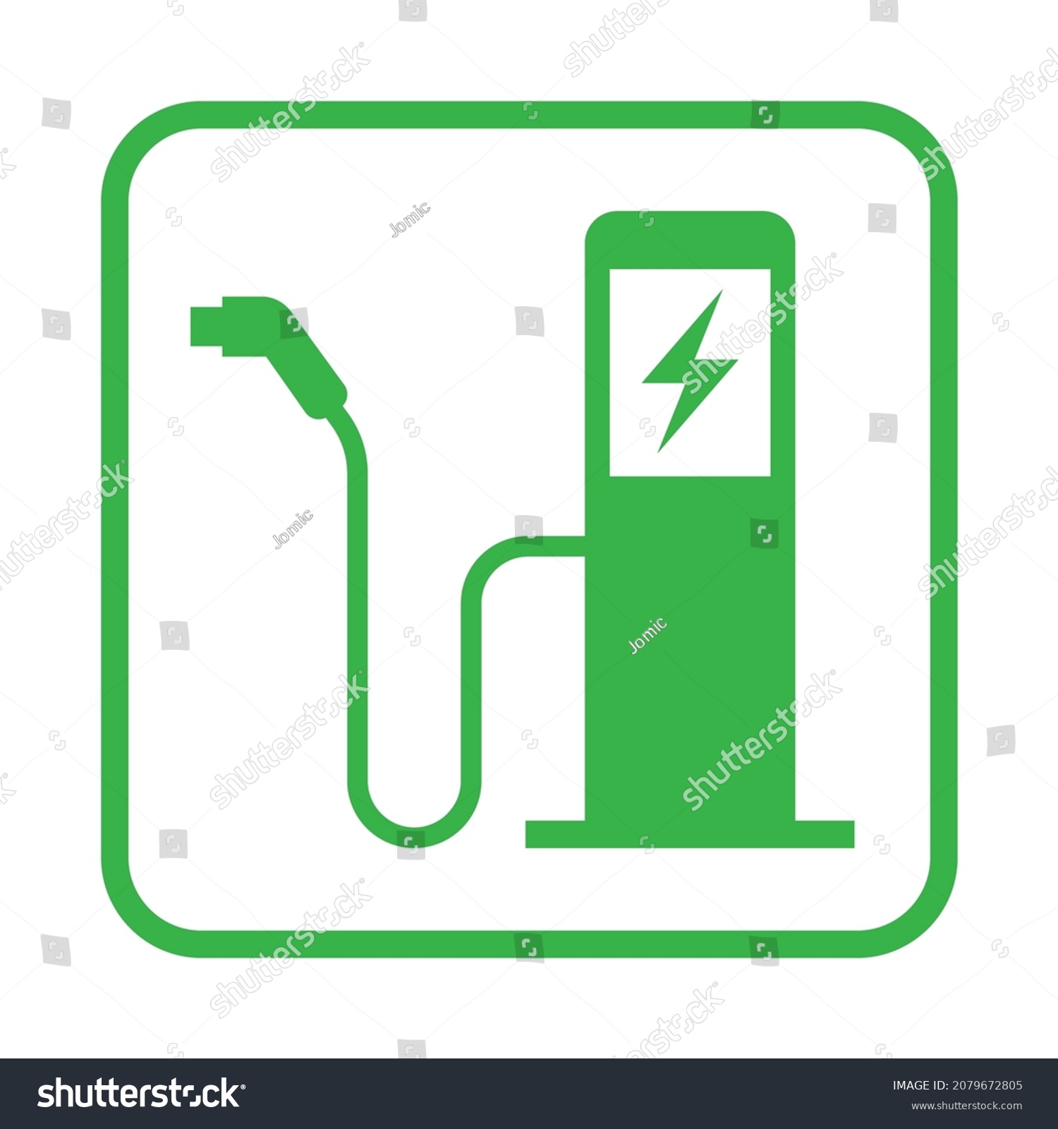 SVG of Electric vehicles charging point icon, Car charge station square sign, isolated on white background, Vector illustration svg