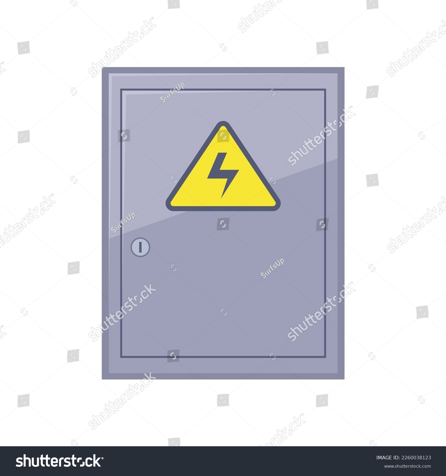 SVG of Electrical fuse box with closed door vector illustration. Cartoon drawing of tool or equipment of electrician isolated on white background. Electricity, technology, construction concept svg