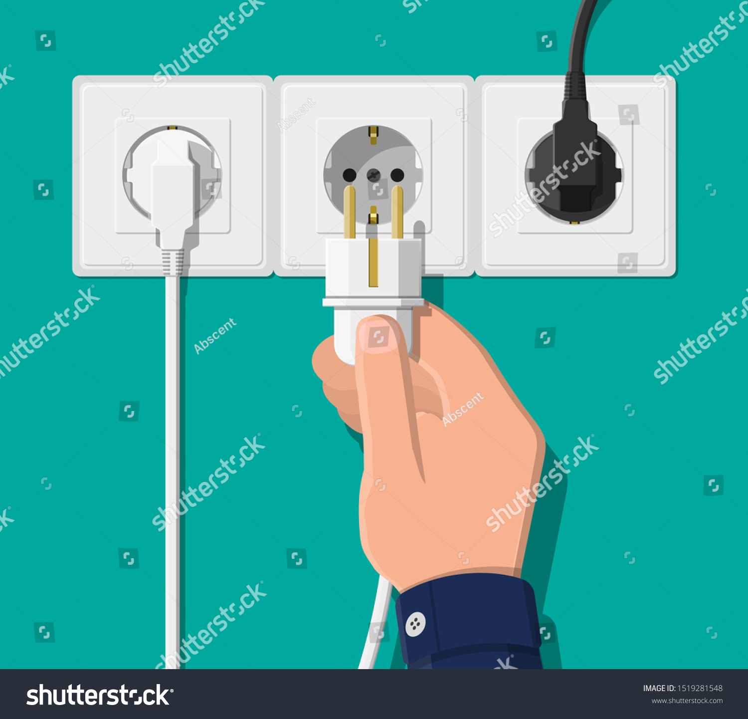 Electrical Outlet Hand Plug Electrical Components Stock Vector (Royalty ...