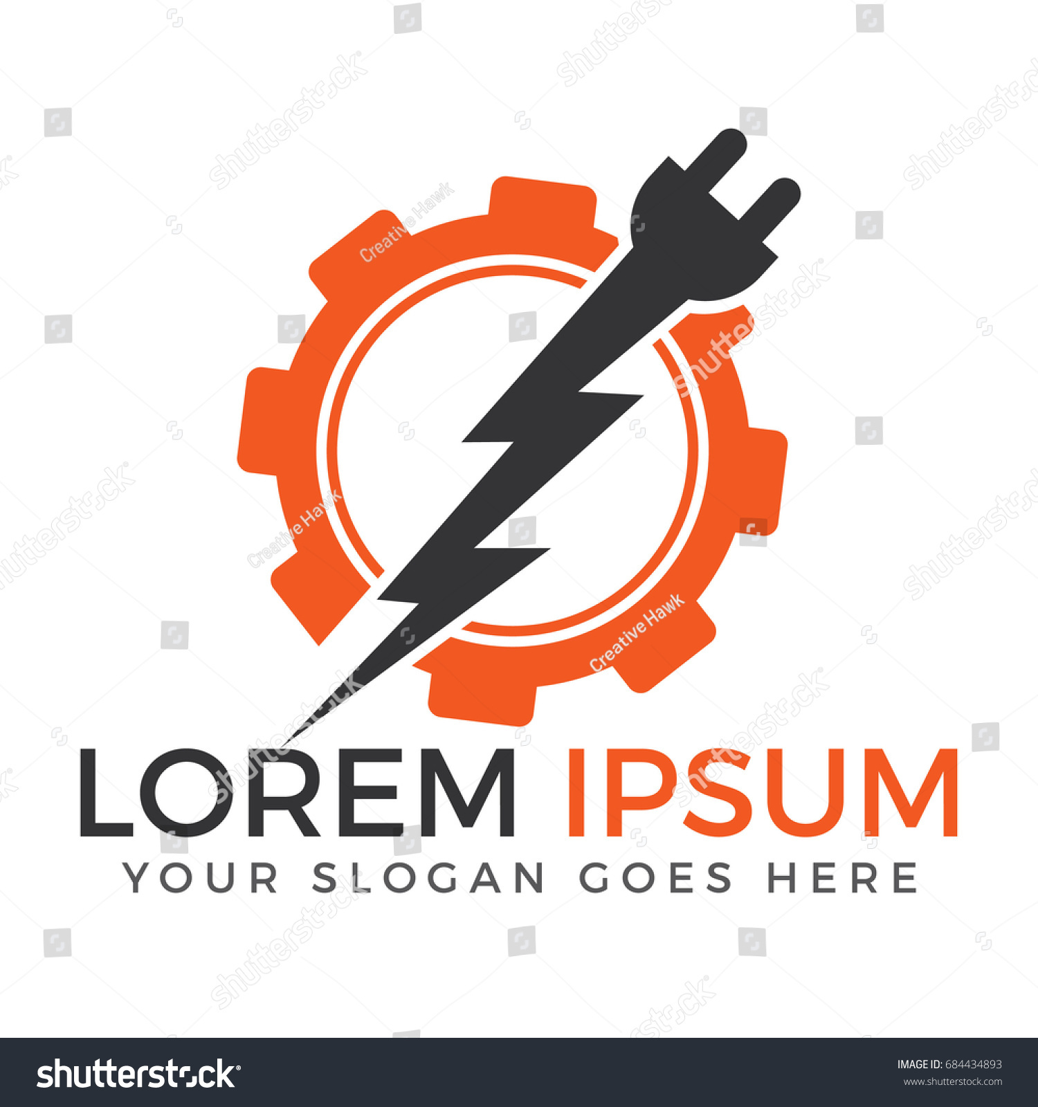 Electrical Plug Thunderbolt Vector Logo Design Stock Vector (Royalty ...