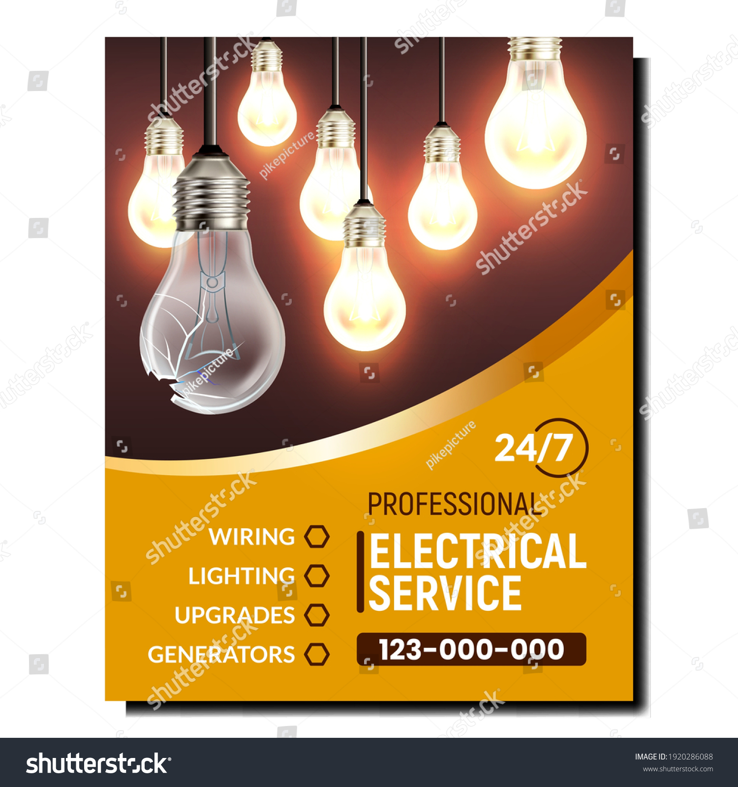 Vektor Stok Electrical Service Maintenance Promo Banner Vector Tanpa Royalti 1920286088