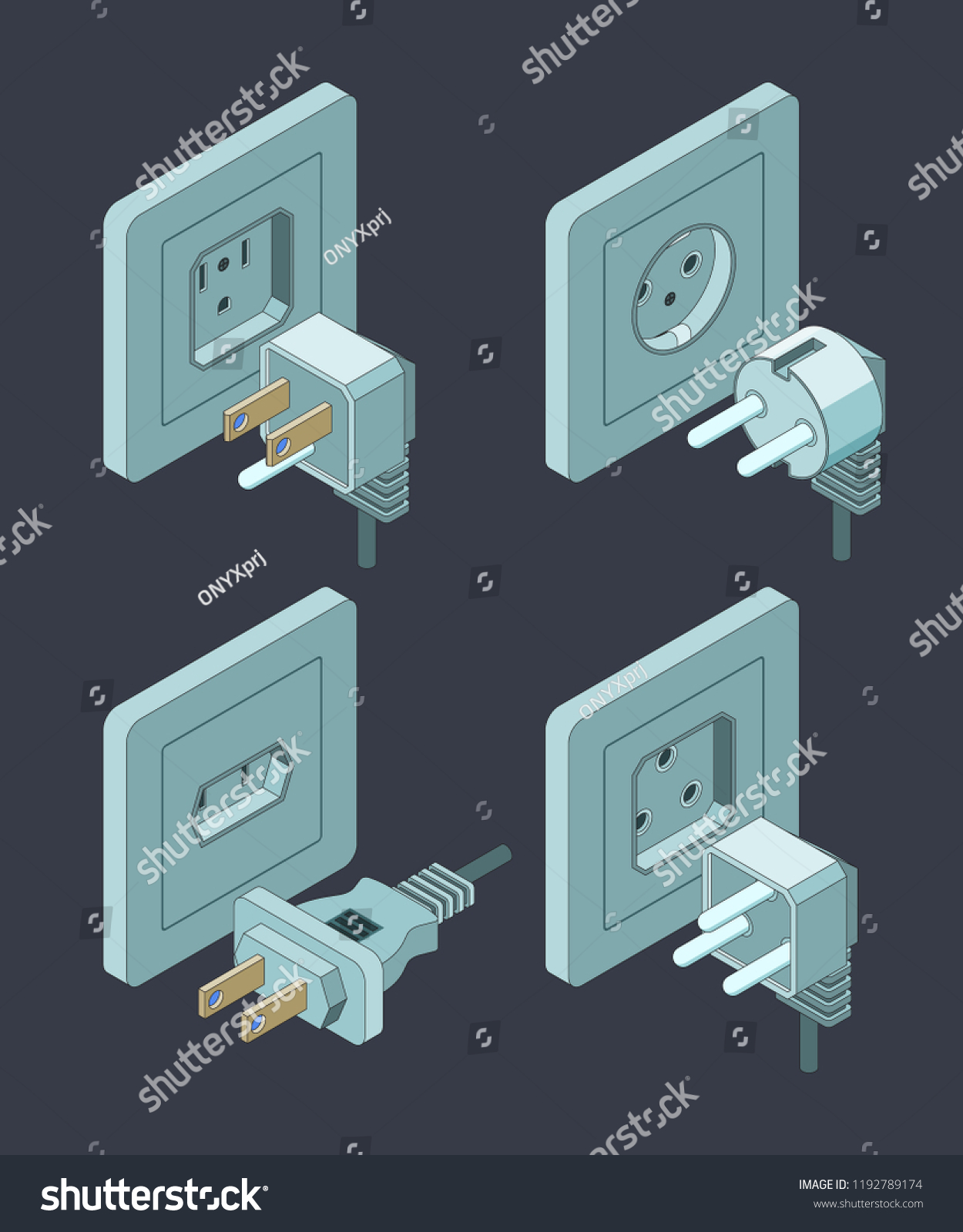 Electrical Supplies Type Electric Switch Breaker Stock Vector