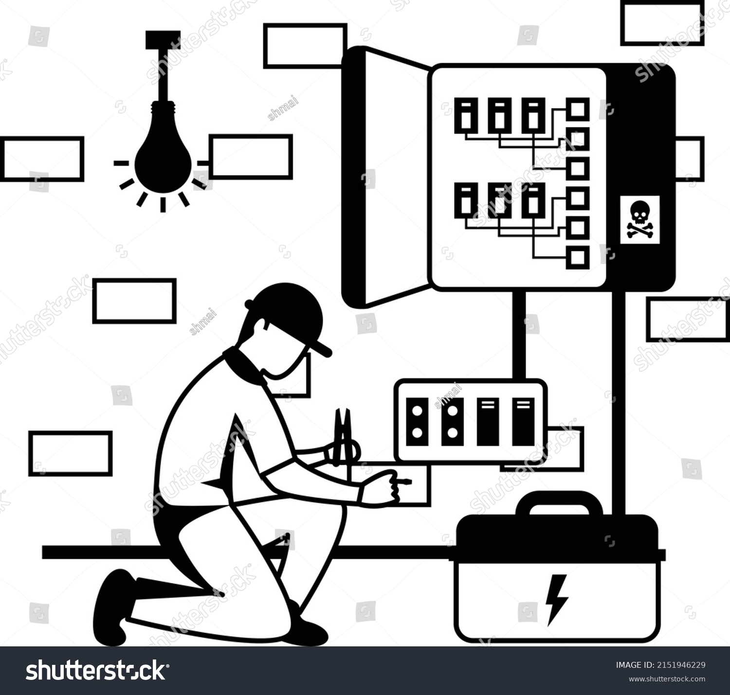 Electrical Wire Service Connector Basement Toolbox Stock Vector