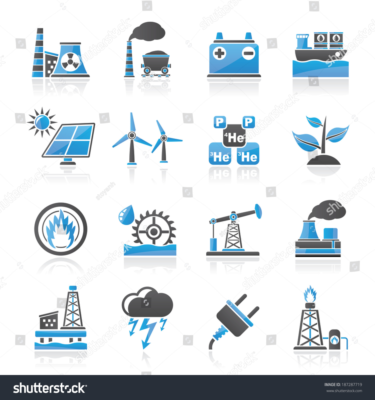 Electricity And Energy Source Icons - Vector Icon Set - 187287719 ...