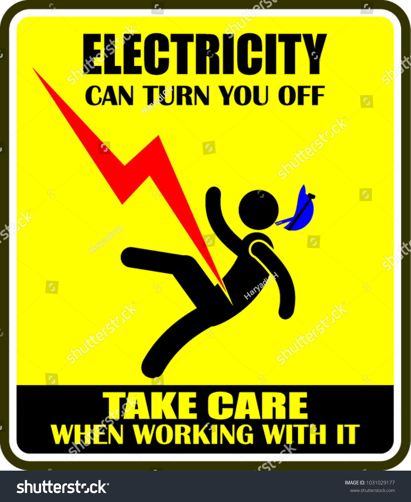 Electricity Caution Warning Sign Stock Vector (royalty Free) 1031029177 