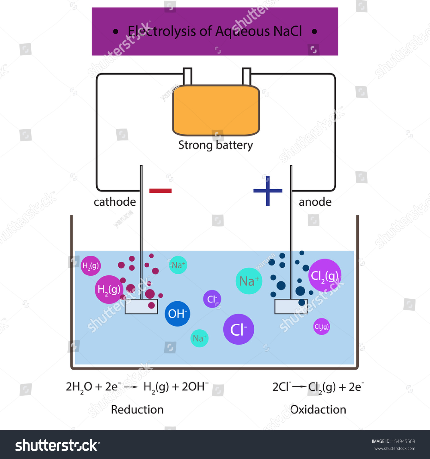 Electrolysis Aqueous Nacl Vector De Stock Libre De Regal As