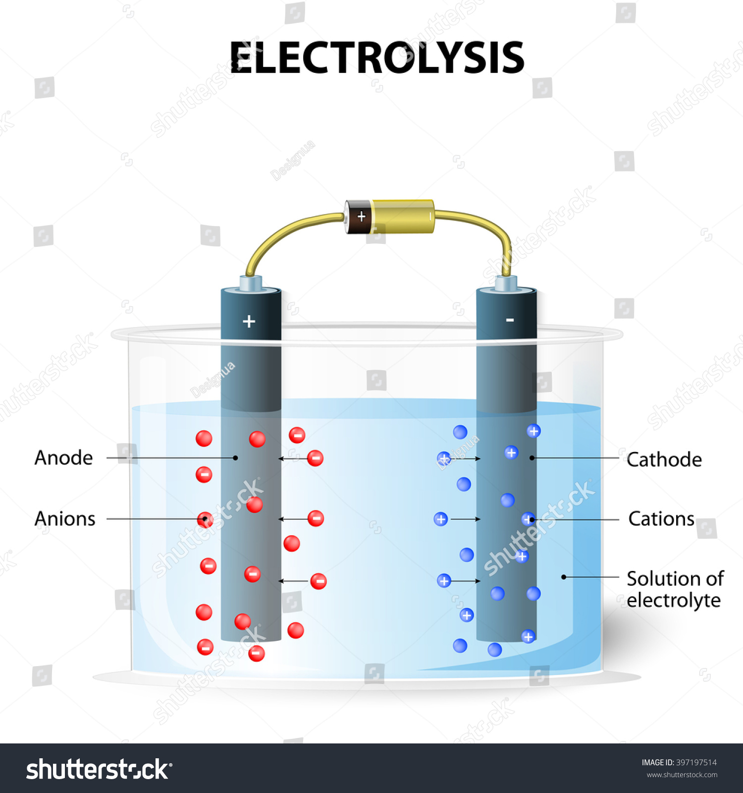 Electrolysis Process. Stock Vector Illustration 397197514 : Shutterstock