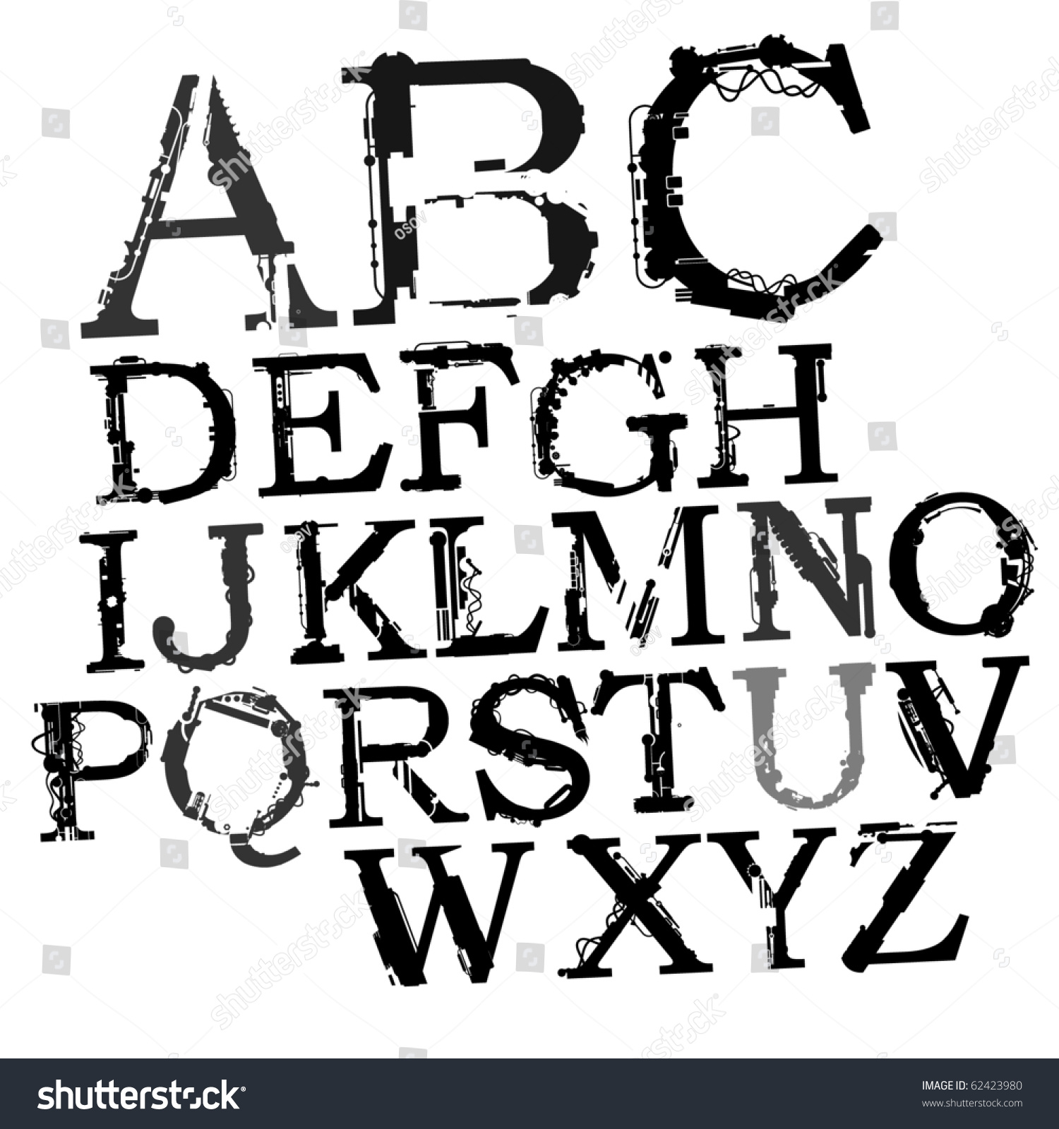 Electronic Alphabet Stock Vector Illustration 62423980 : Shutterstock