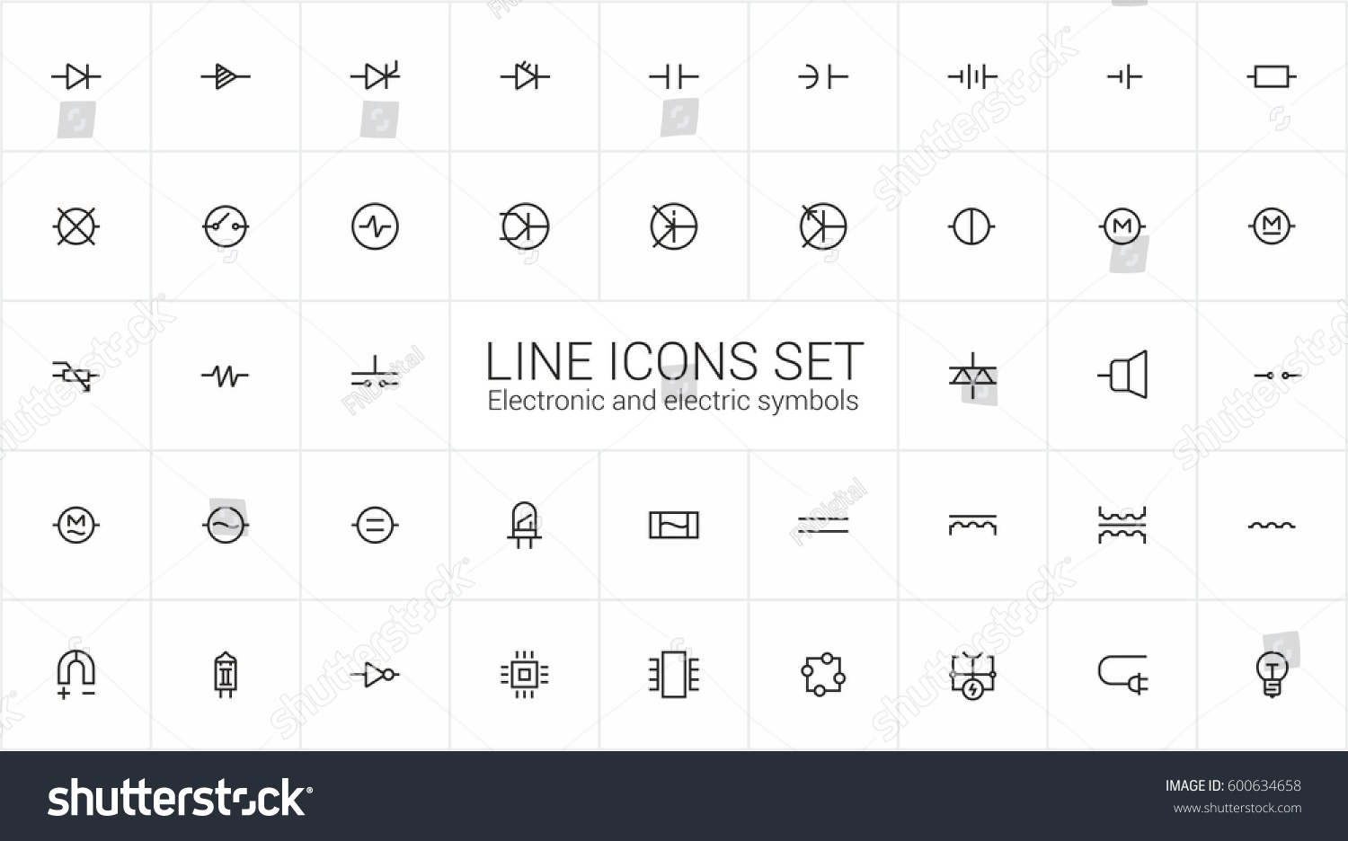 Electronic Electrics Symbols Minimalism Vector Signs Stock Vector 