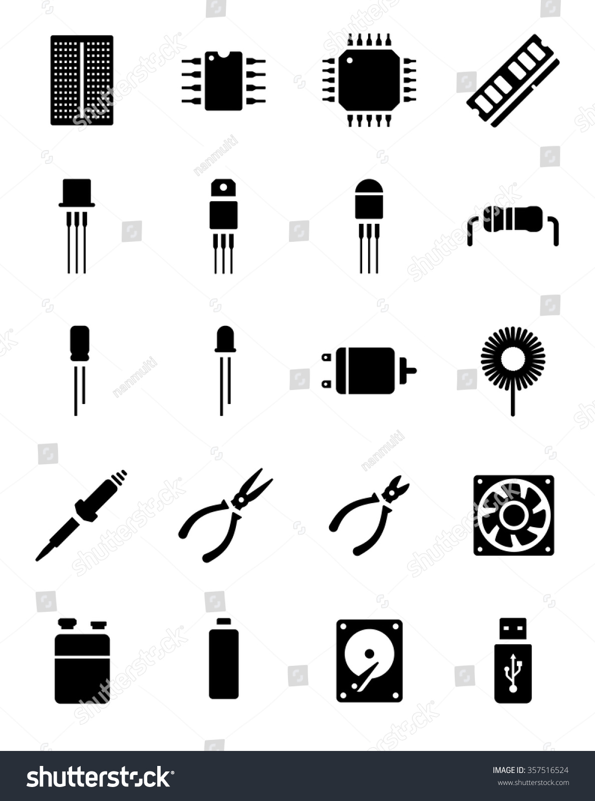 SVG of Electronic Components Icon Set svg
