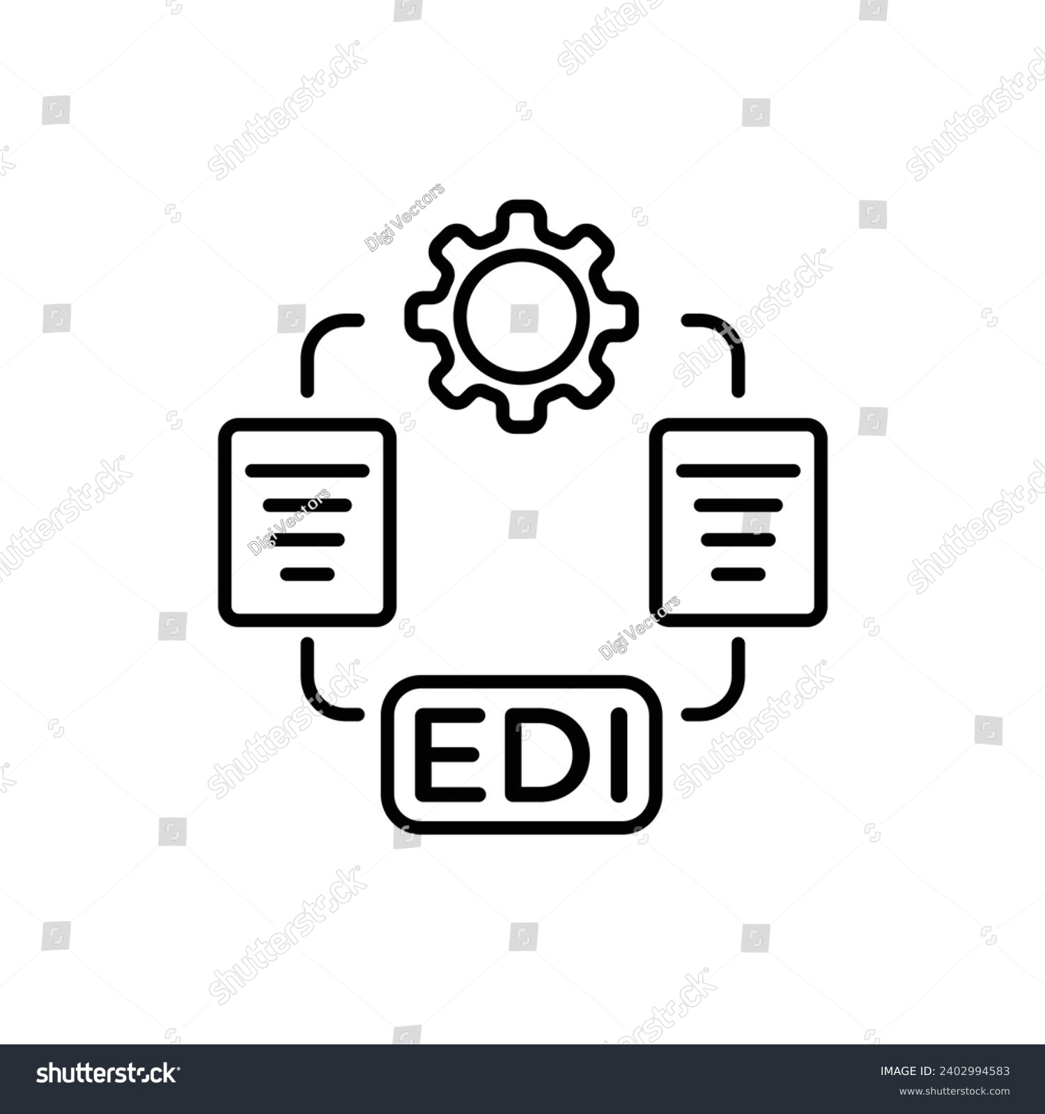 edi process gear documents black and white clip art preview