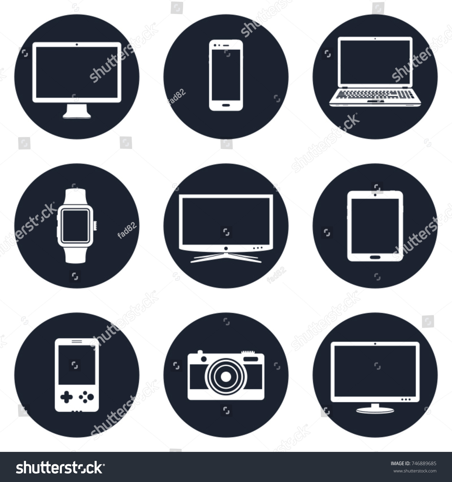 Electronic Devices Icons Stock Vector Royalty Free 746889685