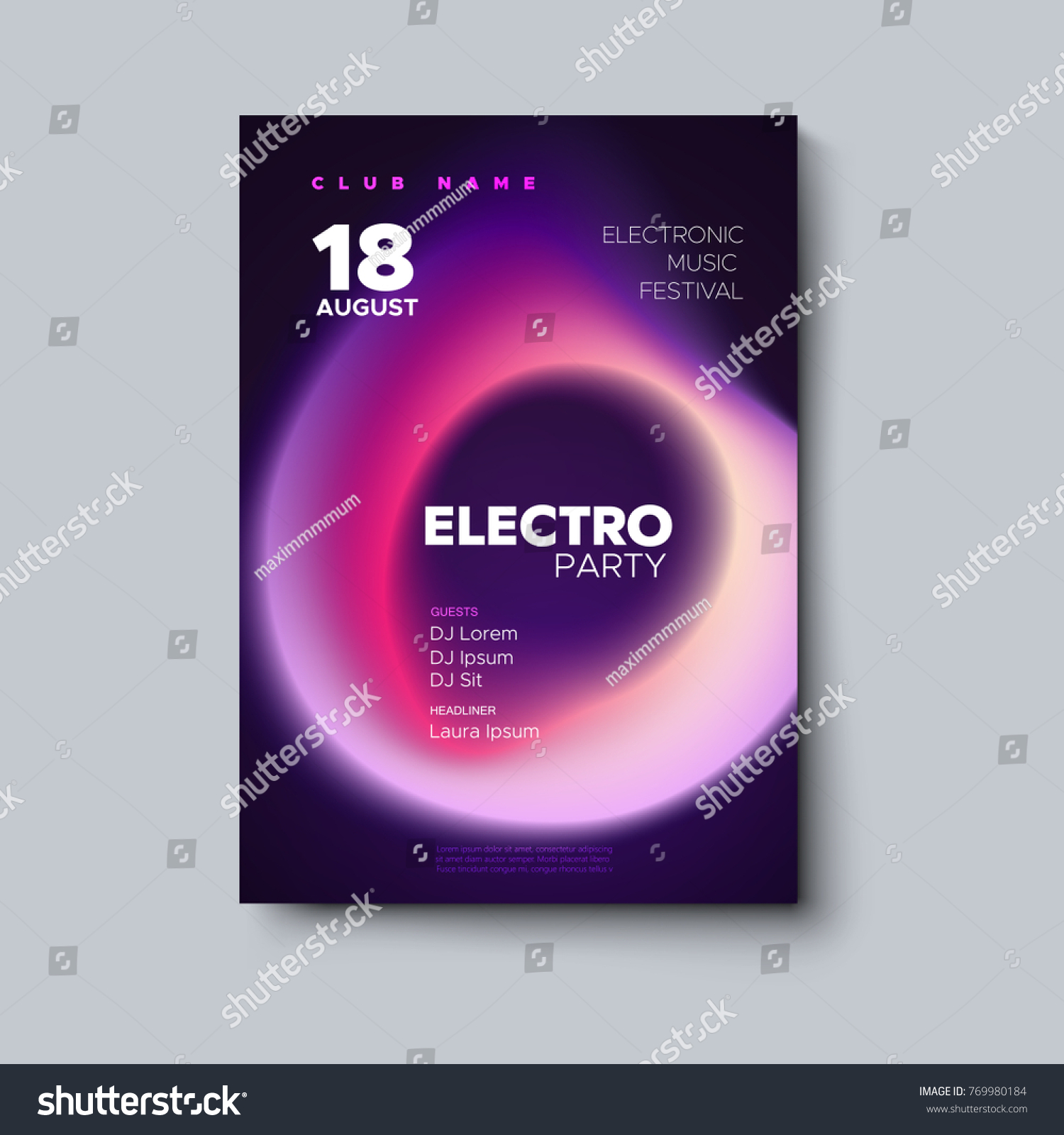 Download Electronic Music Festival Poster Mockup Electro Stock Vector Royalty Free 769980184