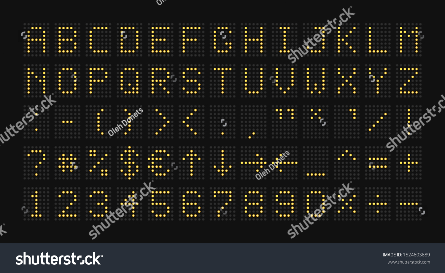 SVG of Electronic scoreboard. Alphabet with special characters. Vector illustration. svg