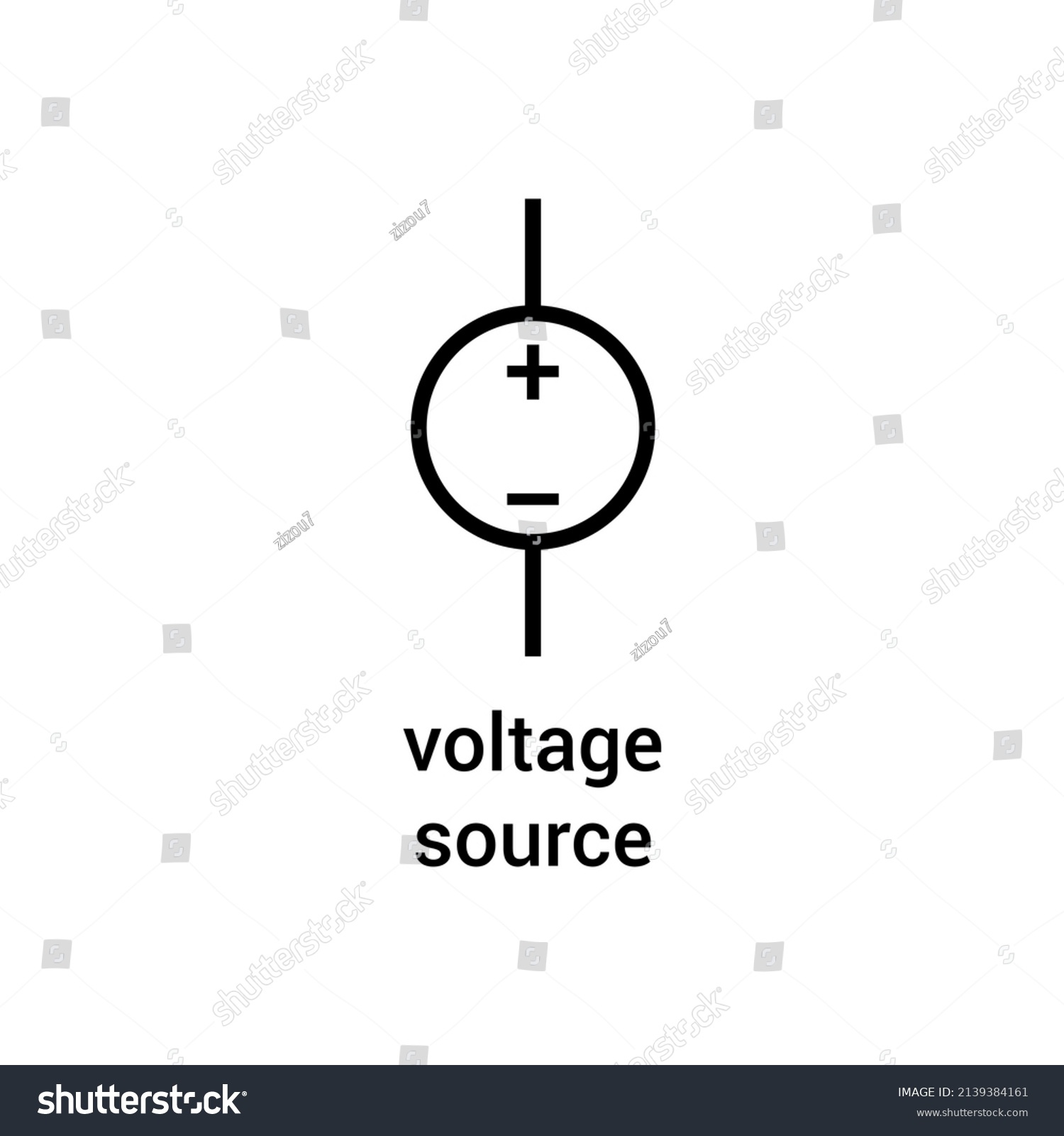 Electronic Symbol Voltage Source Vector Illustration Stock Vector