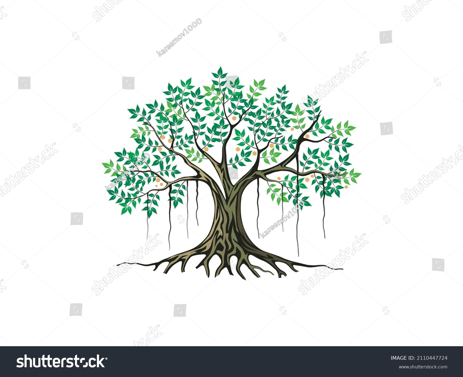 SVG of elegant banyan tree vector hand drawn svg
