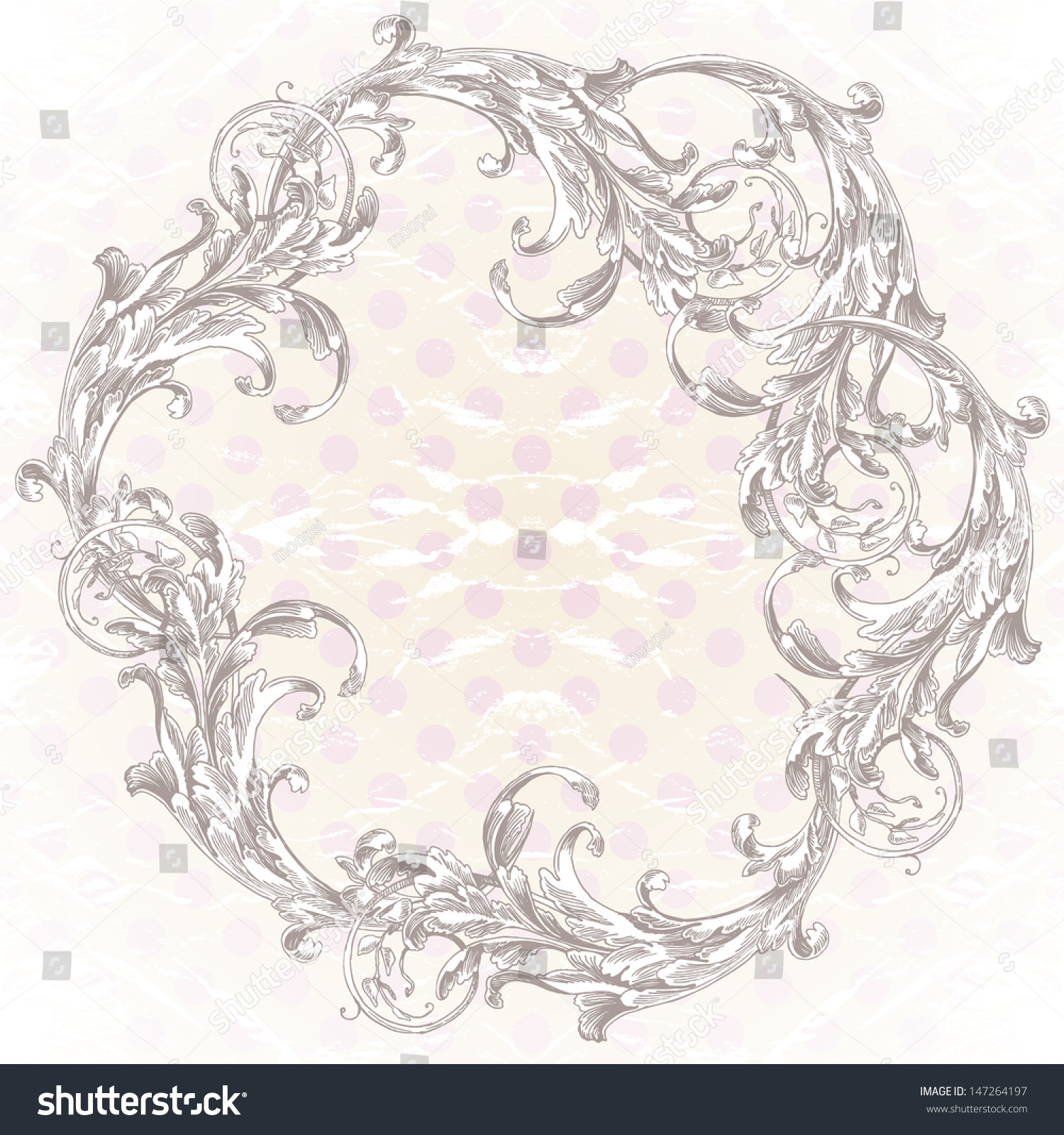 Elegant Baroque Ornate Curves Engraving Frame Stock Vector 147264197