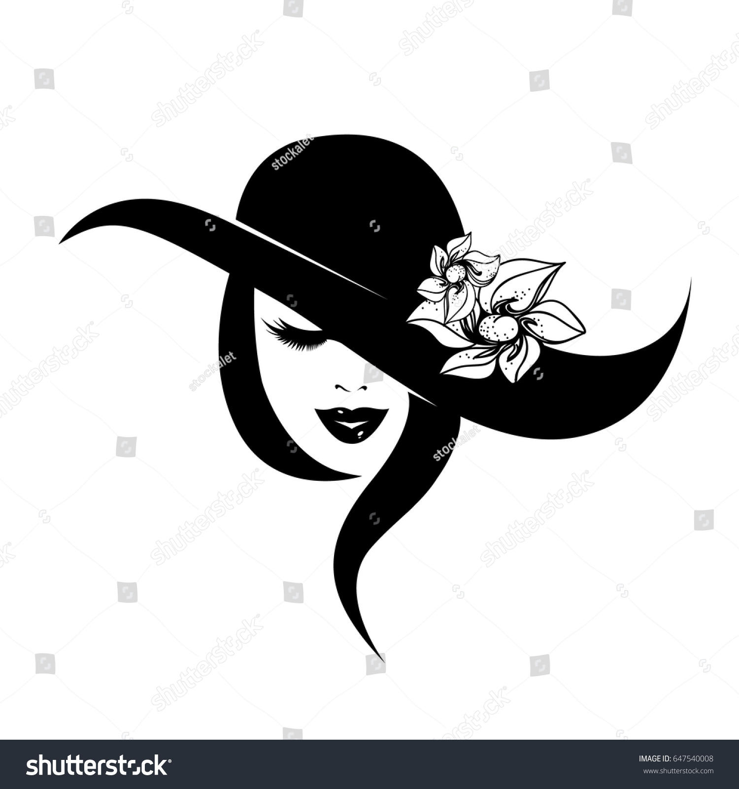 Download Elegant Beautiful Woman Smiling Wearing Hat Stock Vector ...