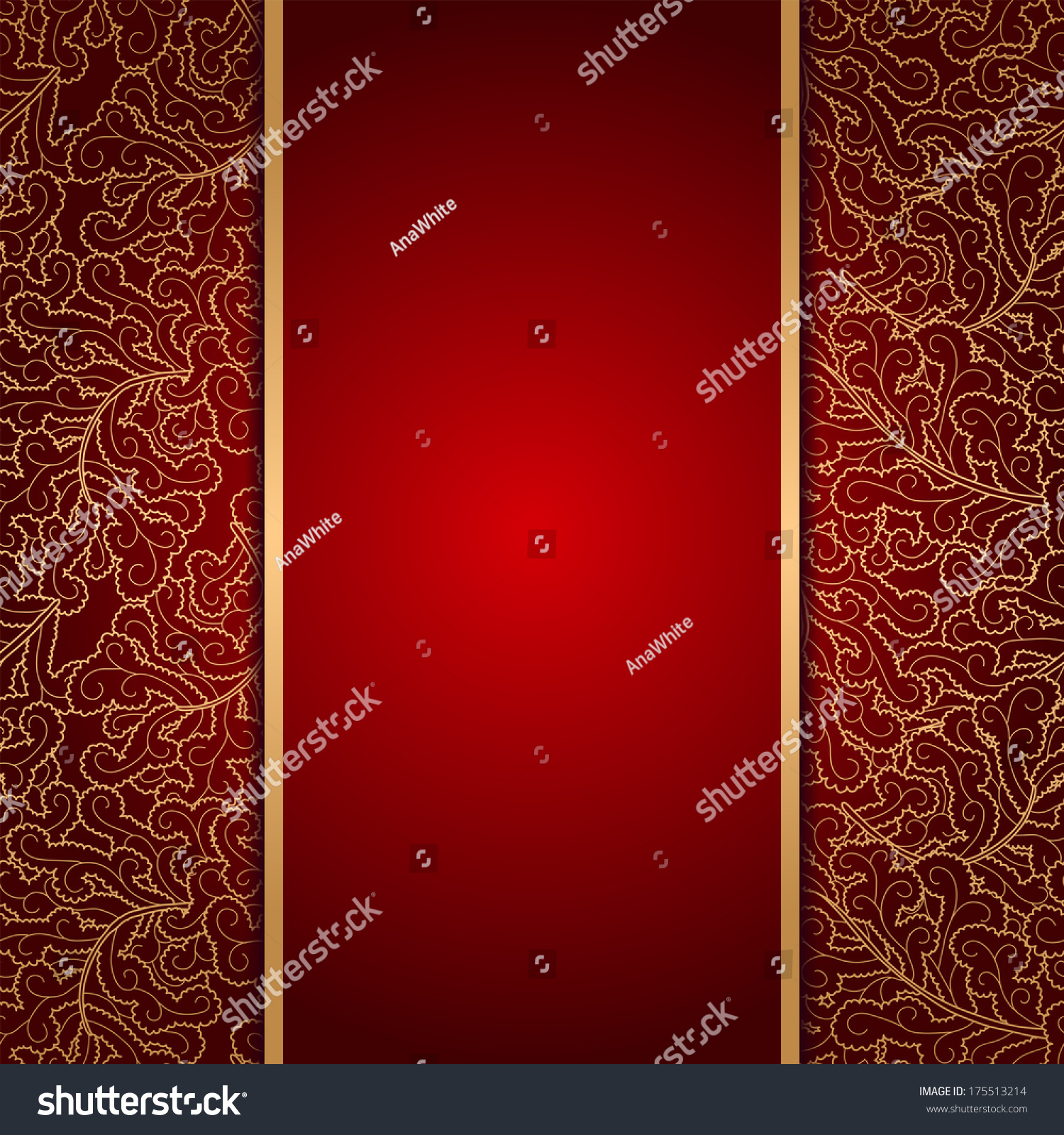 Elegant Burgundy Background Gold Lace Ornament Stock Vector 175513214 ...