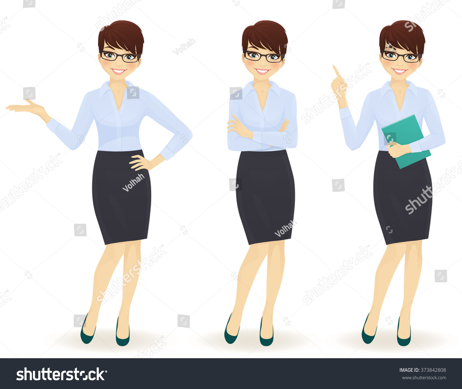 Elegant Business Woman Different Poses Stock Vector (Royalty Free ...