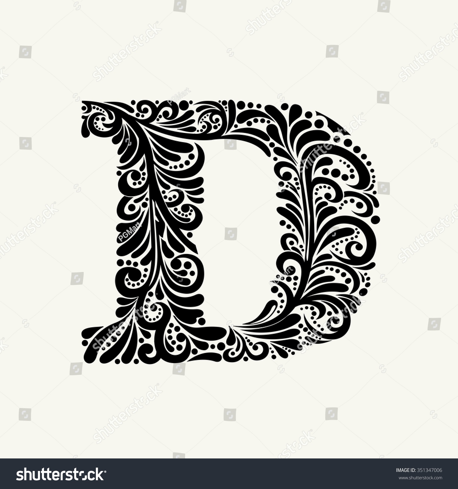 Elegant Capital Letter D Style Baroque Lager-vektor 351347006 ...