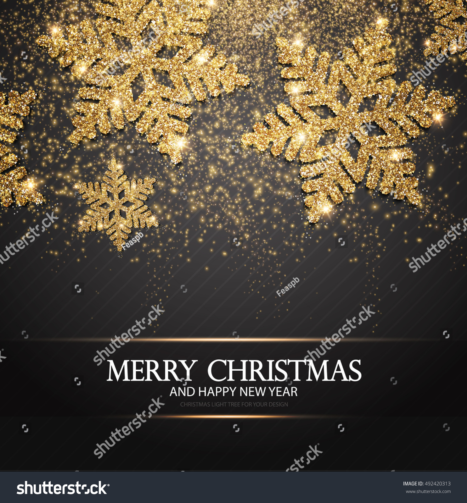 Elegant Christmas Background Shining Gold Snowflakes Stock Vector 492420313 - Shutterstock