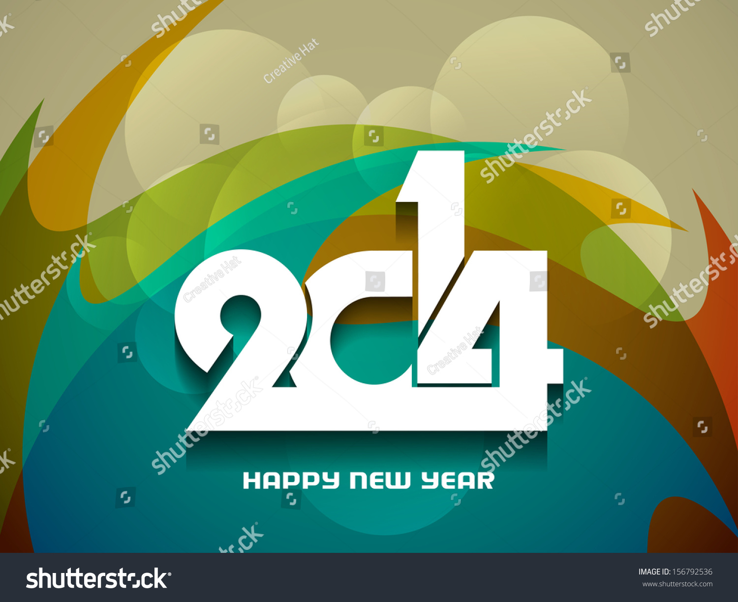 elegant colorful background design for happy new year 2014 vector illustration