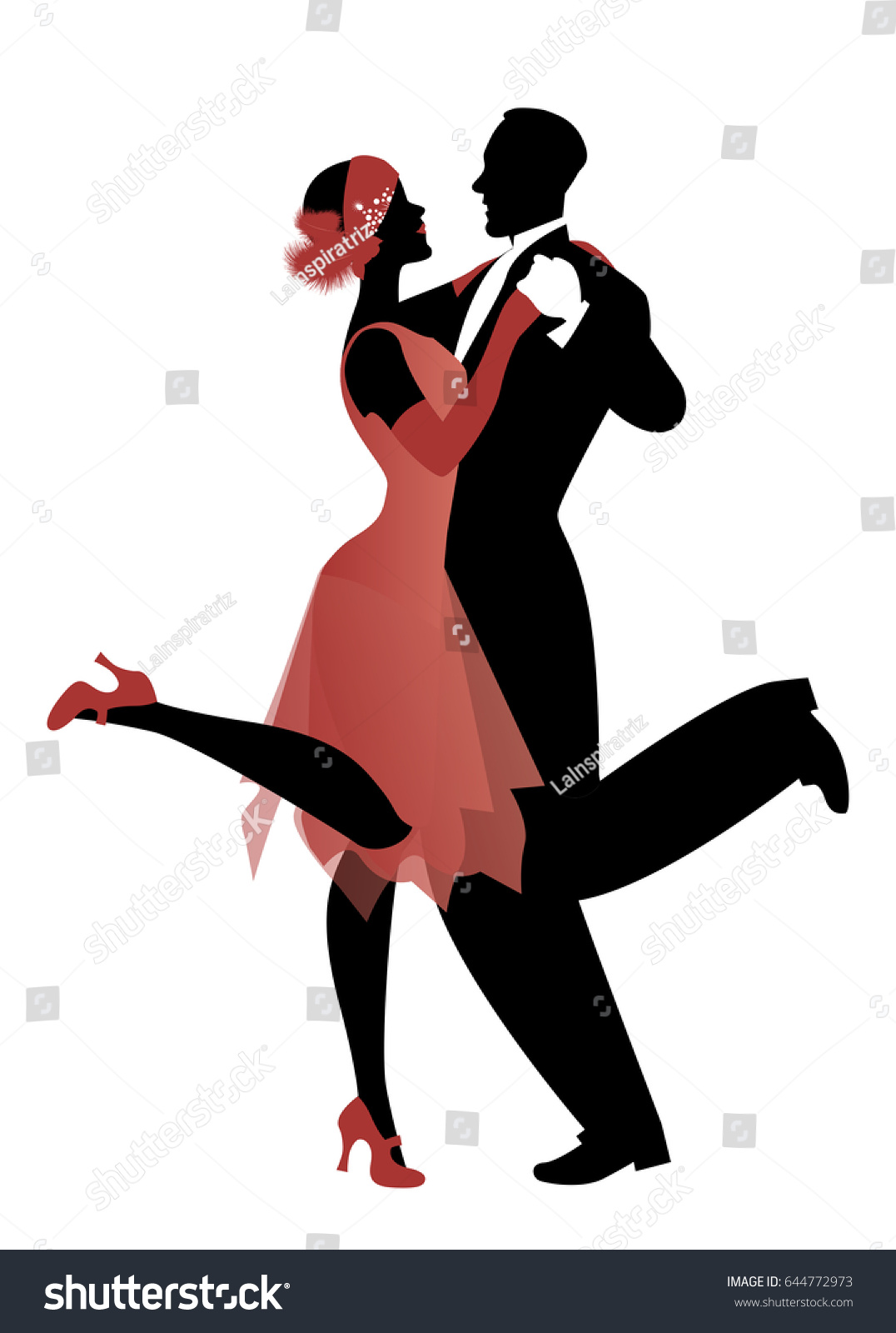 Elegant Couple Wearing 20s Style Clothes Stock Vector 644772973 ...