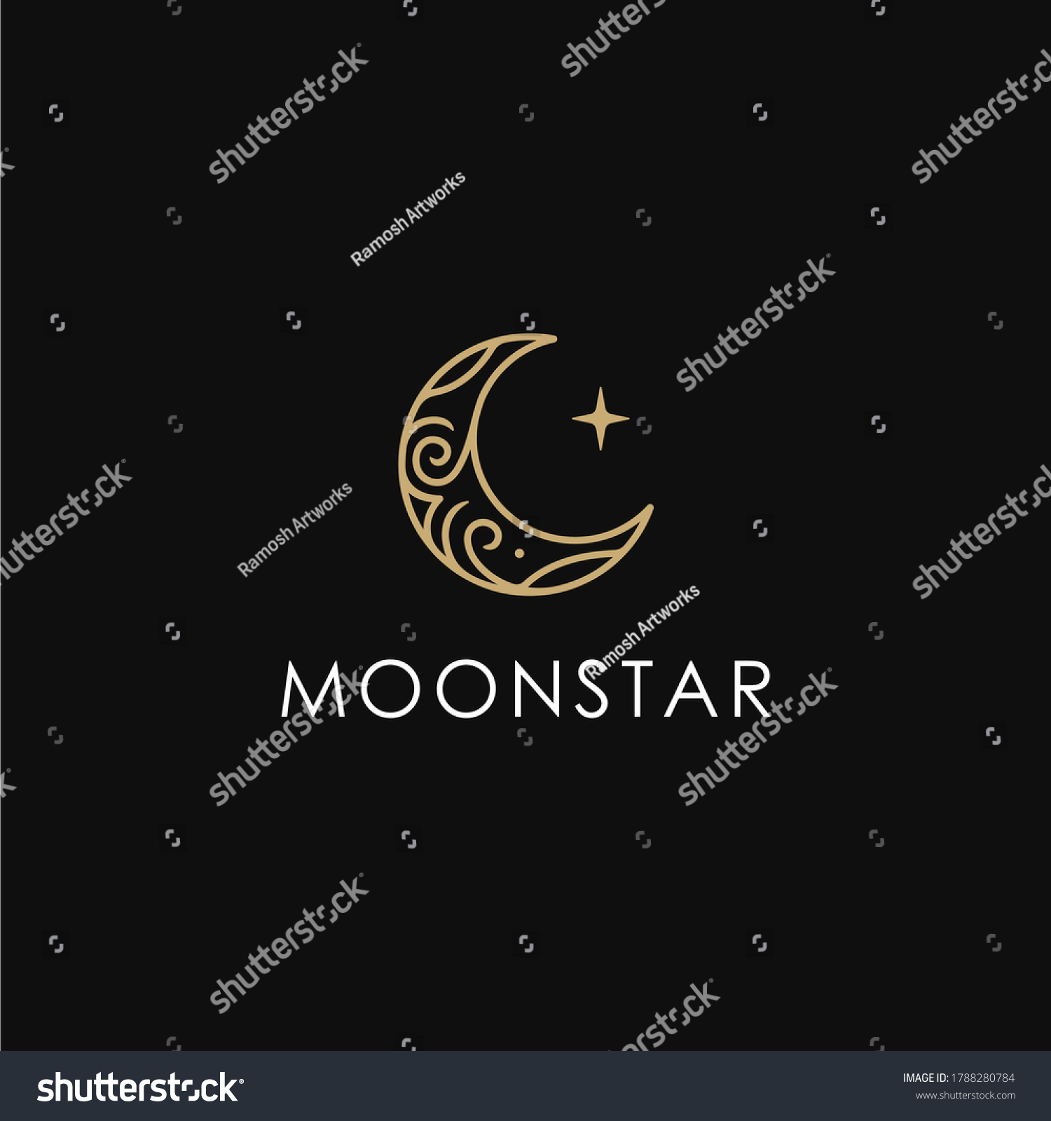 Elegant Crescent Moon Star Logo Design Stock Vector (Royalty Free ...