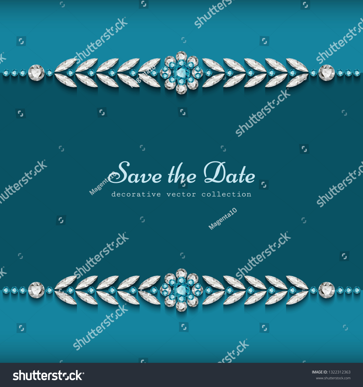 SVG of Elegant diamond jewelry background with ornamental borders, jewellery decoration for wedding invitation or save the date card template, vector illustration with place for text. svg