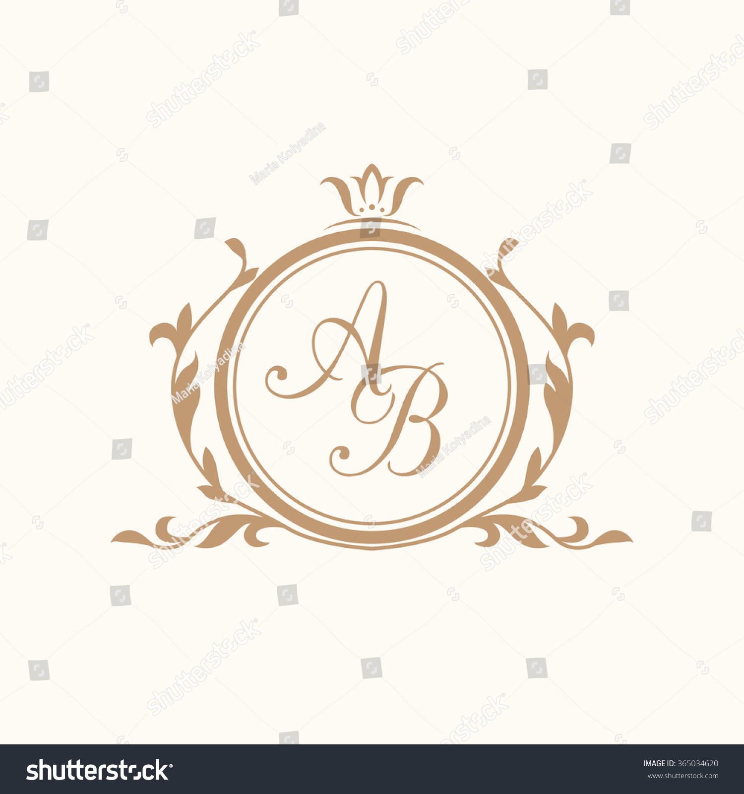 Elegant Floral Monogram Design Template One Stock Vector 365034620 Shutterstock Wedding Logo Design Template
