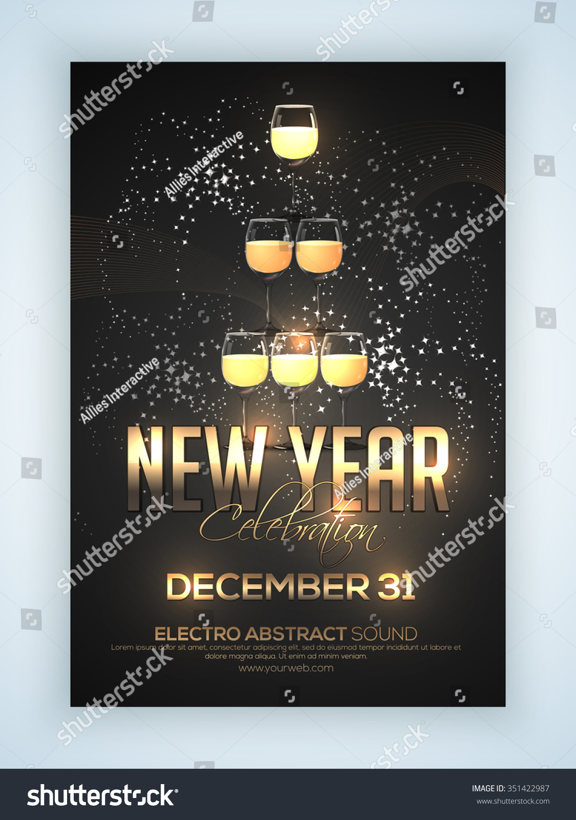 Elegant Flyer Banner Pamphlet Champagne Glasses Stock Vector Royalty Free