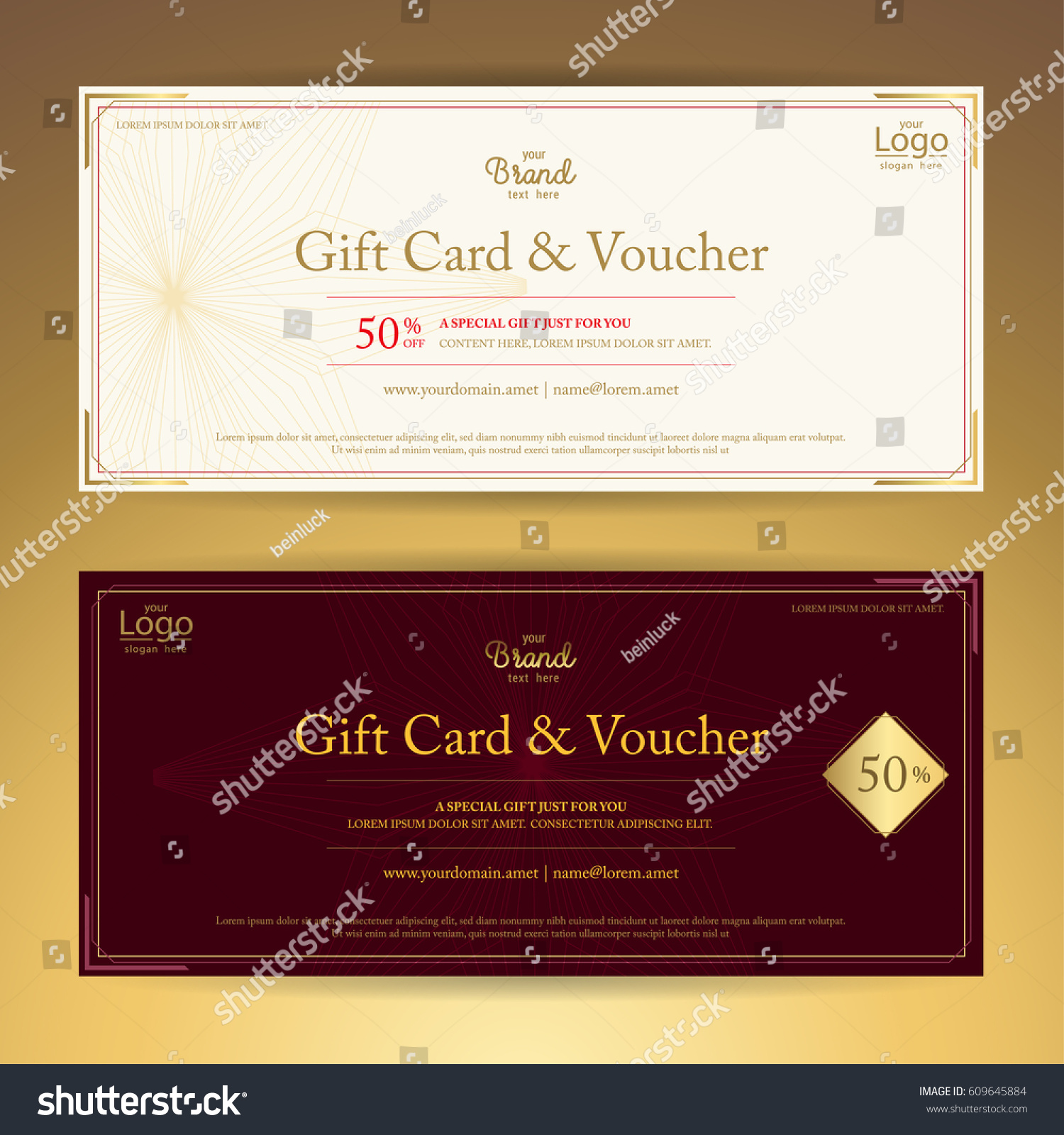 Elegant Gift Voucher Gift Card Coupon Stock Vector 609645884 - Shutterstock