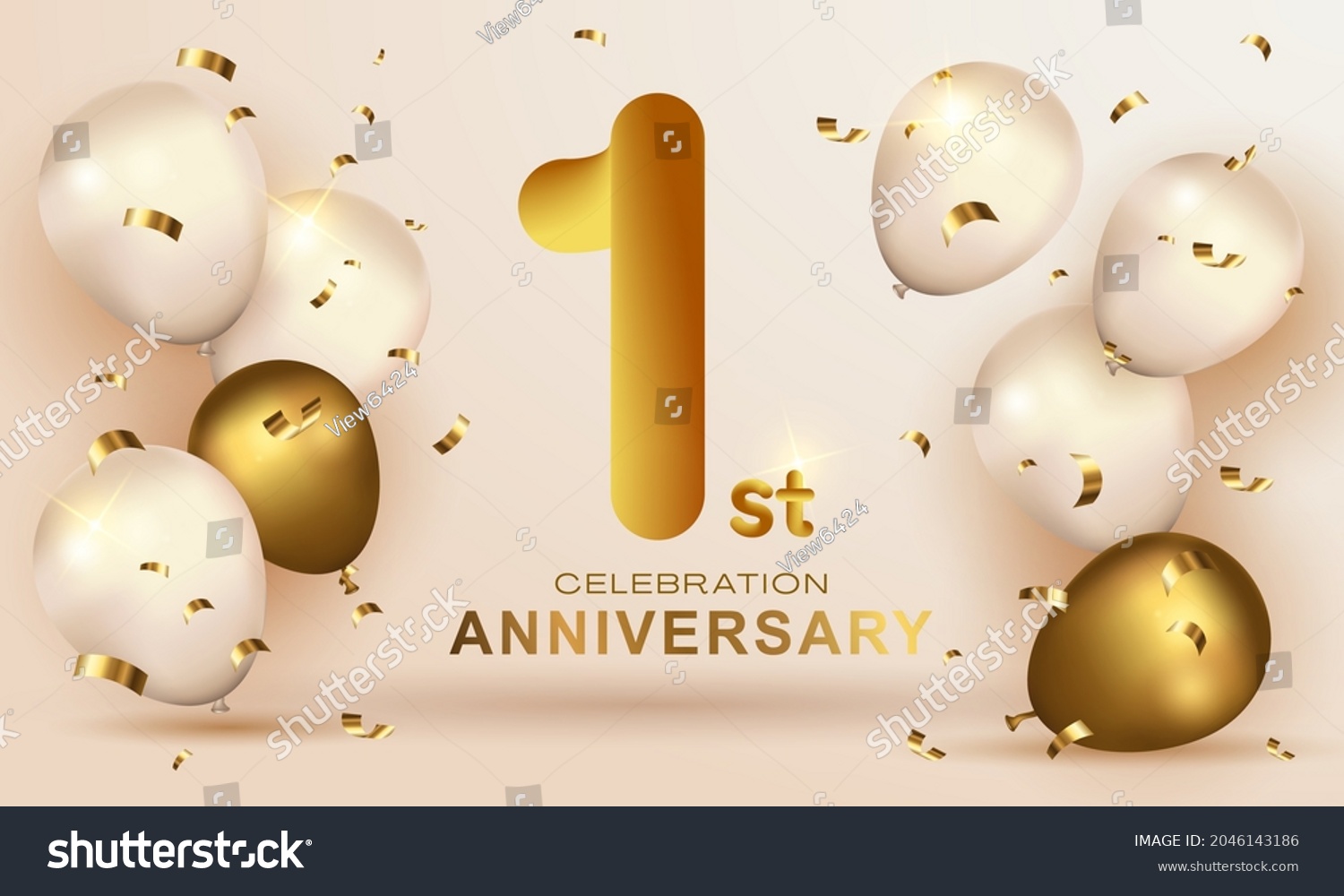 Elegant Greeting Celebration Birthday Anniversary Number Stock Vector ...