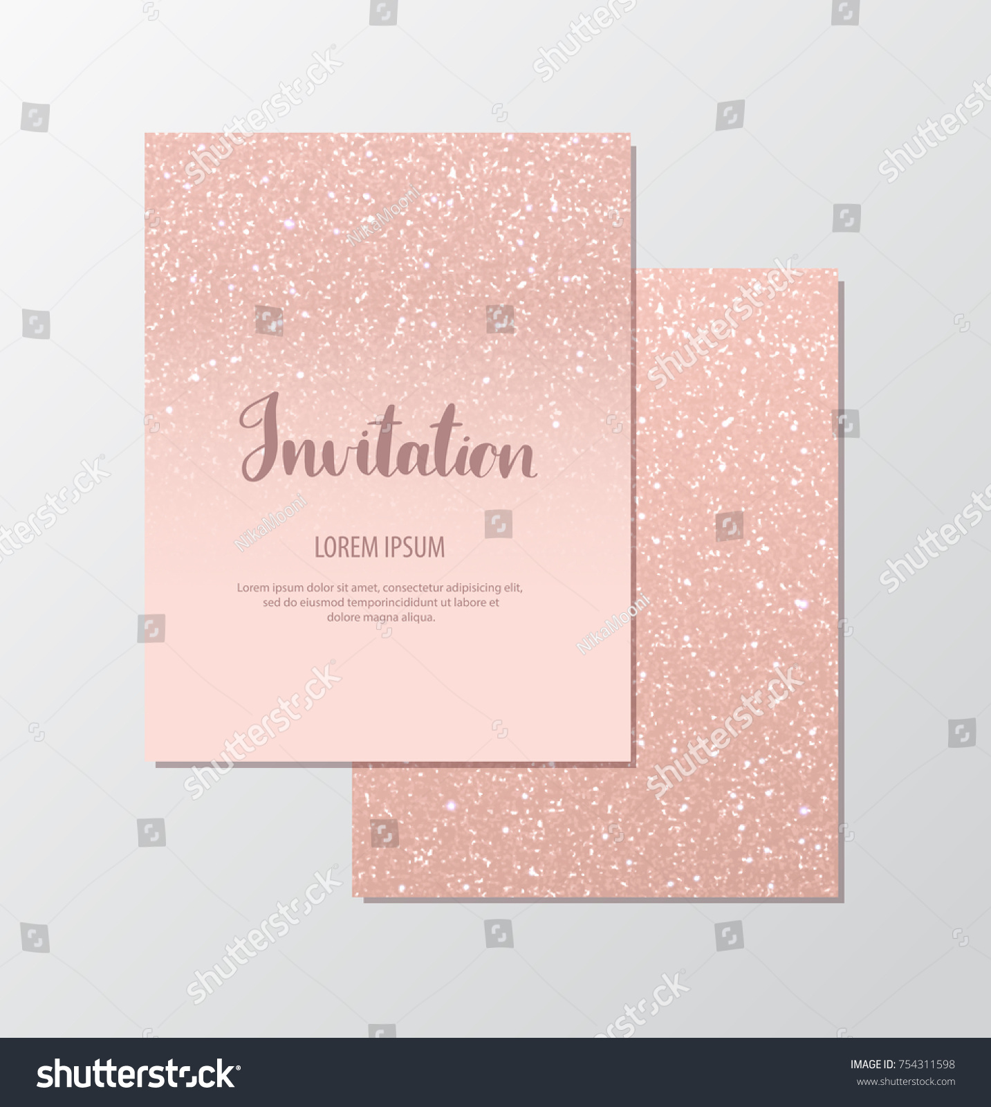 SVG of Elegant invitation cards with rose gold sequins on blush background. svg