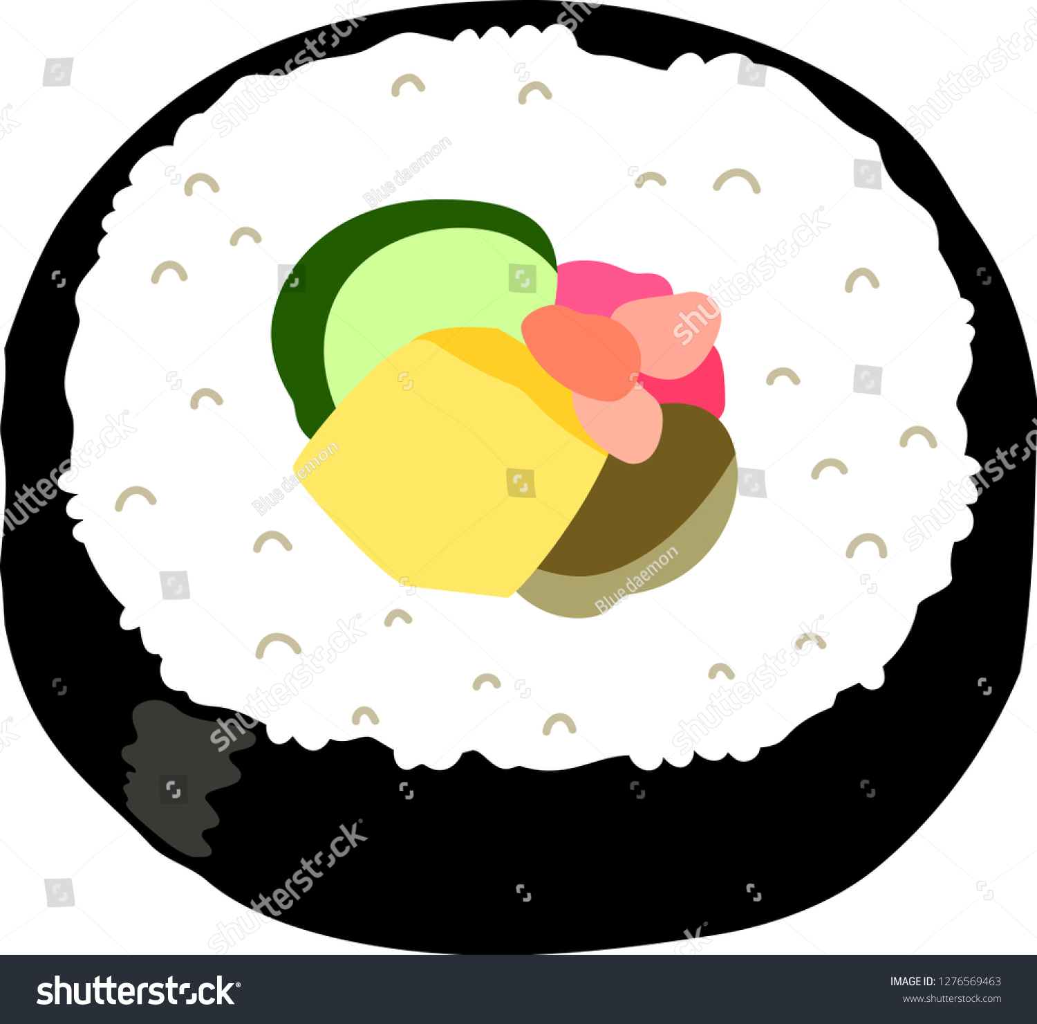 Elegant Japanese Ehomaki Sushi Roll Stock Vector Royalty Free