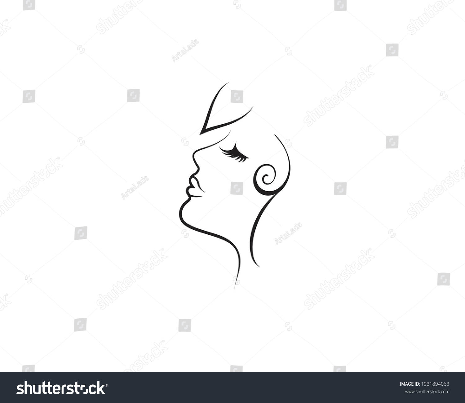 Elegant Lady Face Logo Design Stock Vector (Royalty Free) 1931894063