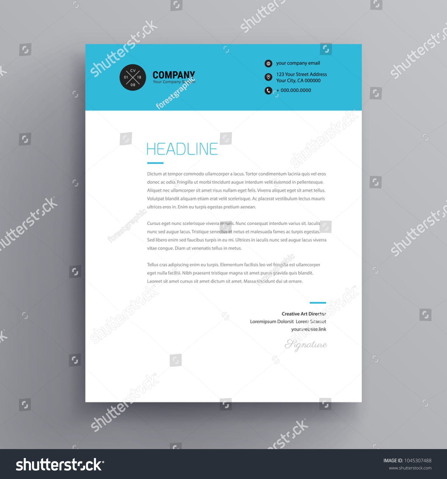 elegant letterhead cover letter template design stock vector