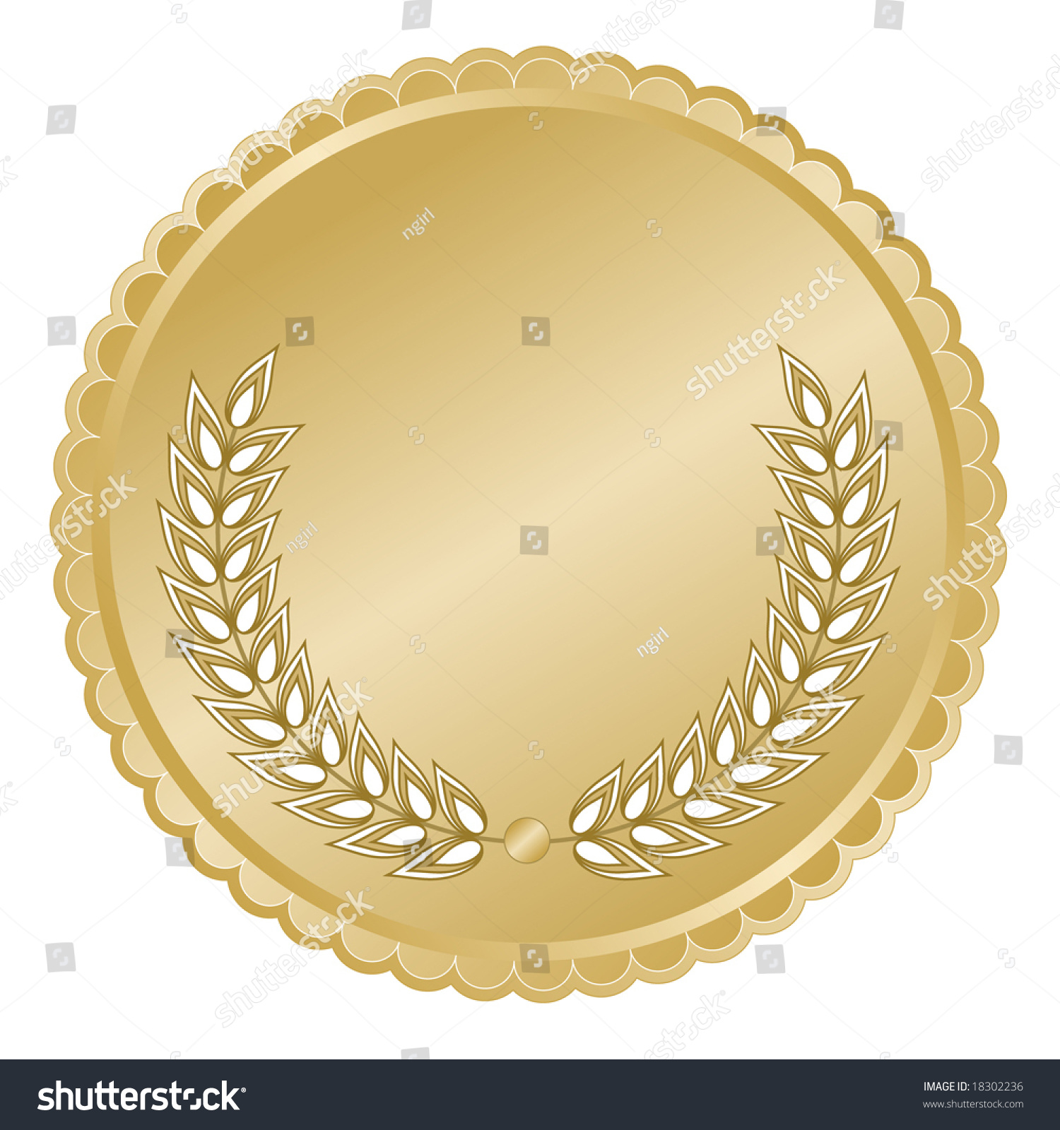 Elegant Rich Gold Medallion Seal Laurel Stock Vector Royalty Free 18302236 Shutterstock 5048