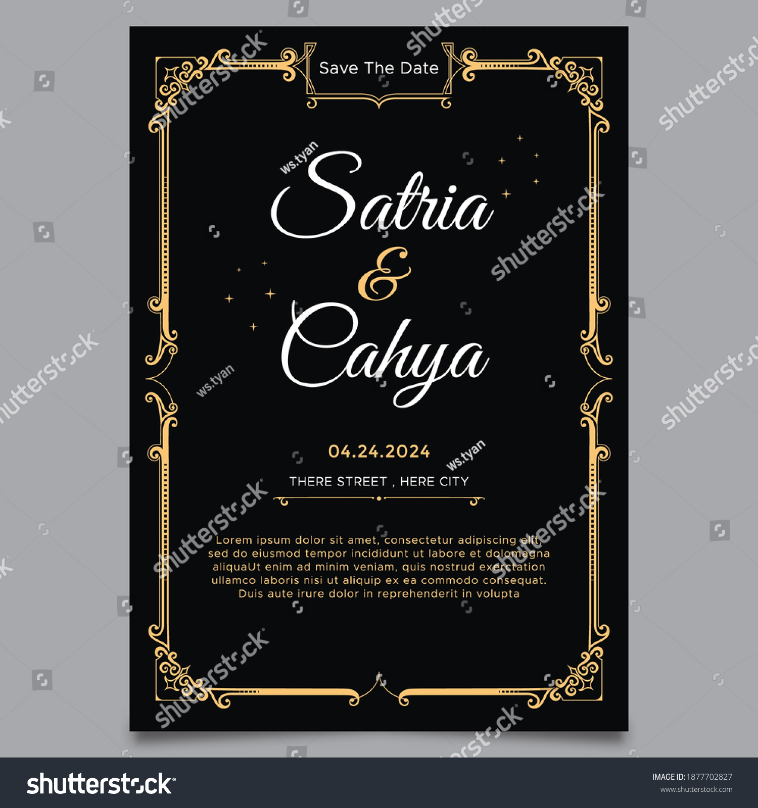 Elegant Wedding Invitation Template Text Only Stock Vector (Royalty