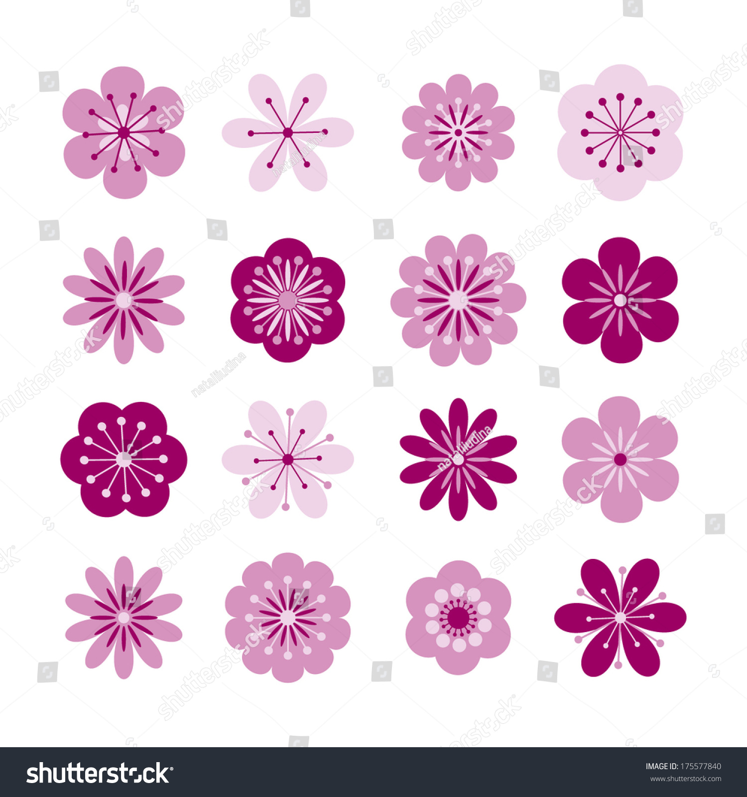 Element Flower Vector Decorative Set Icon Stock Vector 175577840