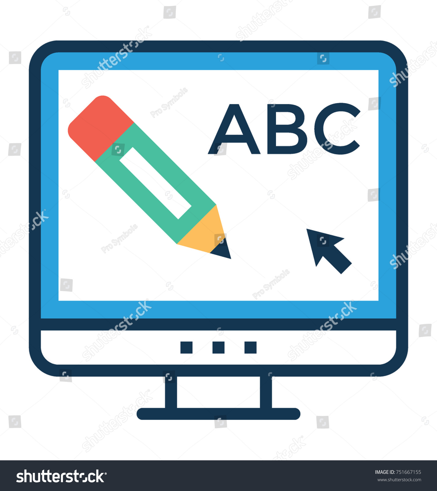 Elementary Computer Lab Flat Vector Icon Stock Vector Royalty Free 751667155