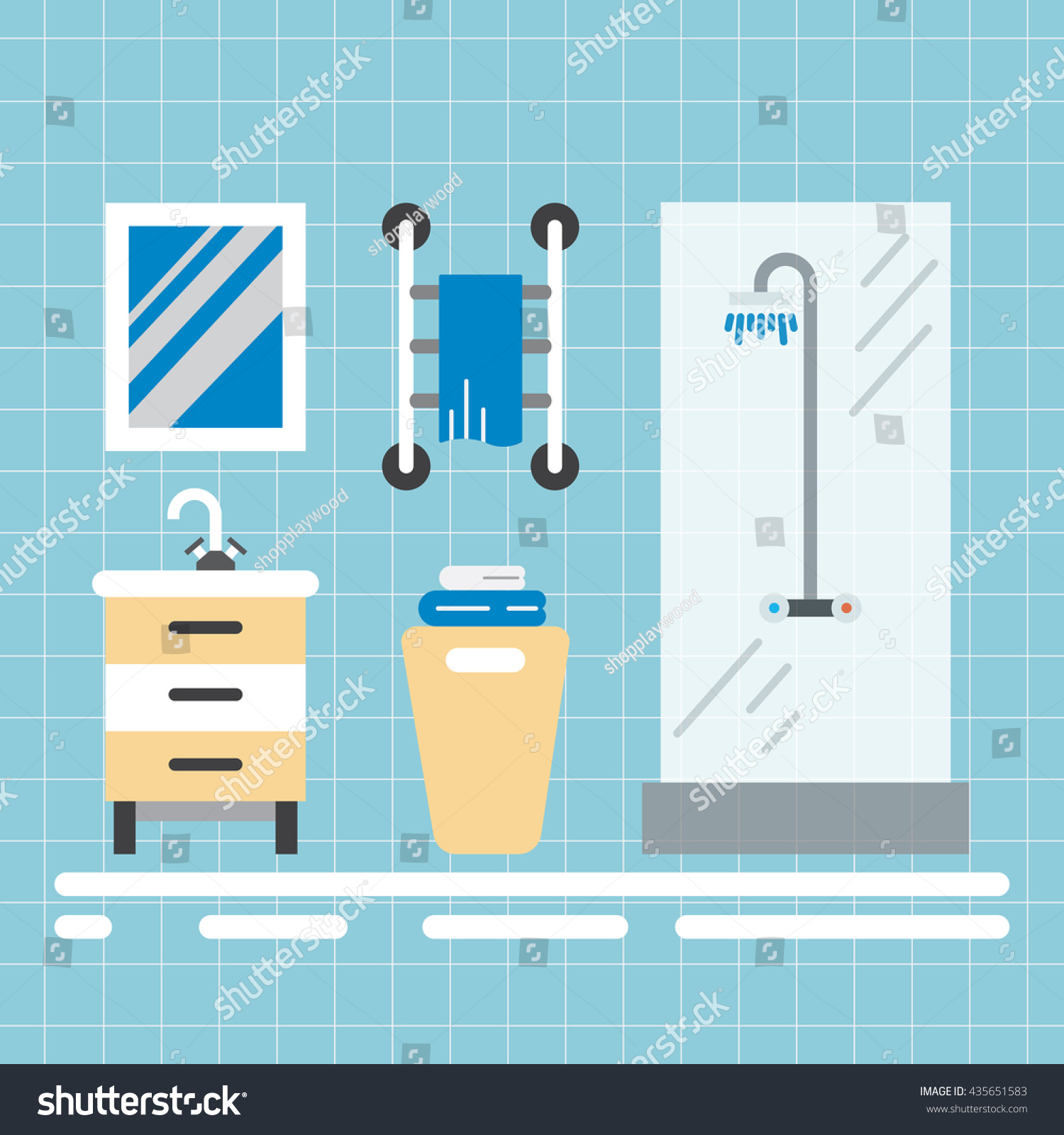 Elements Bathroom Interiorelements Shower Room Interior Stock Vector ...