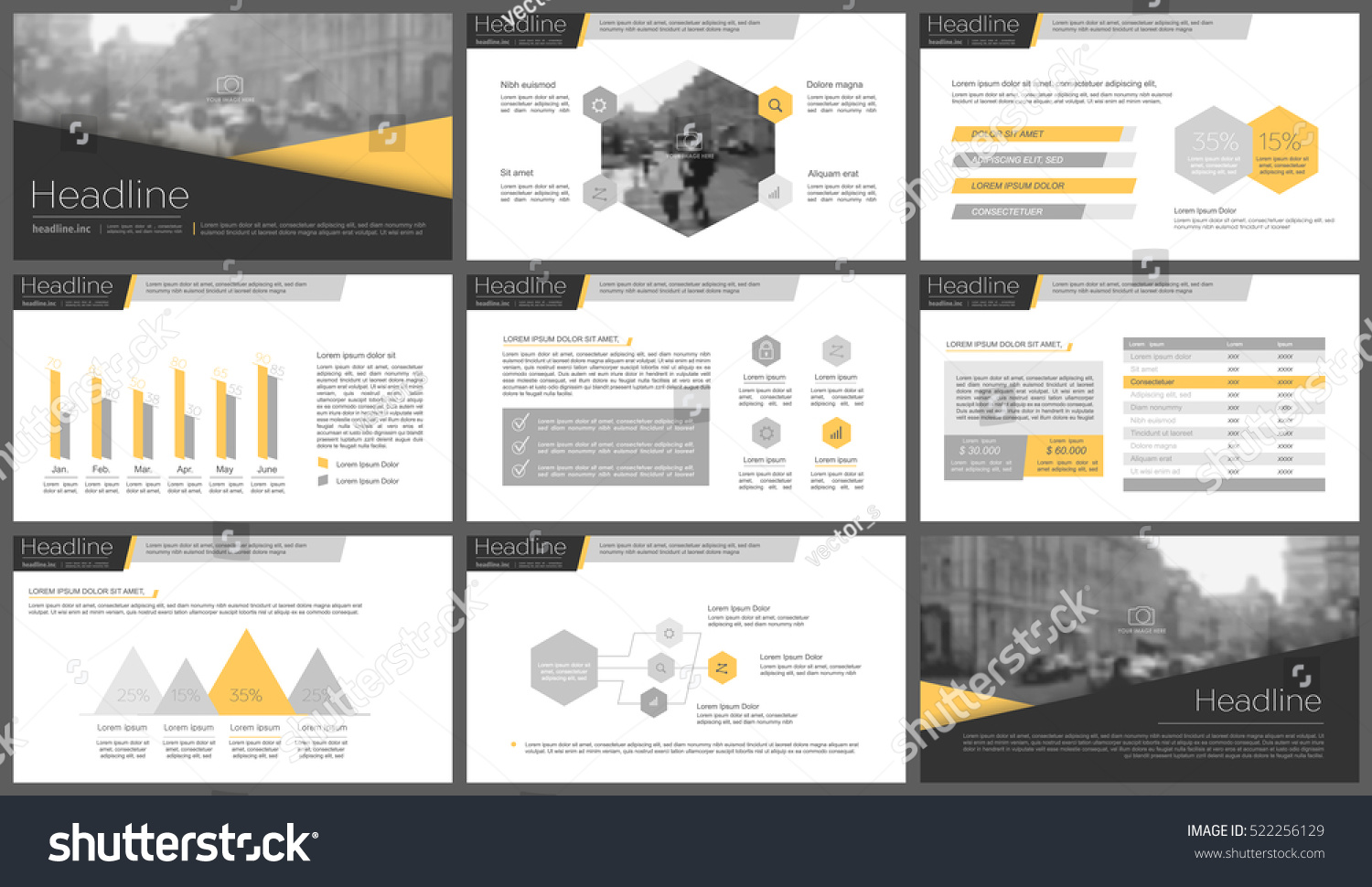 elements infographics presentations templates leaflet annual stock