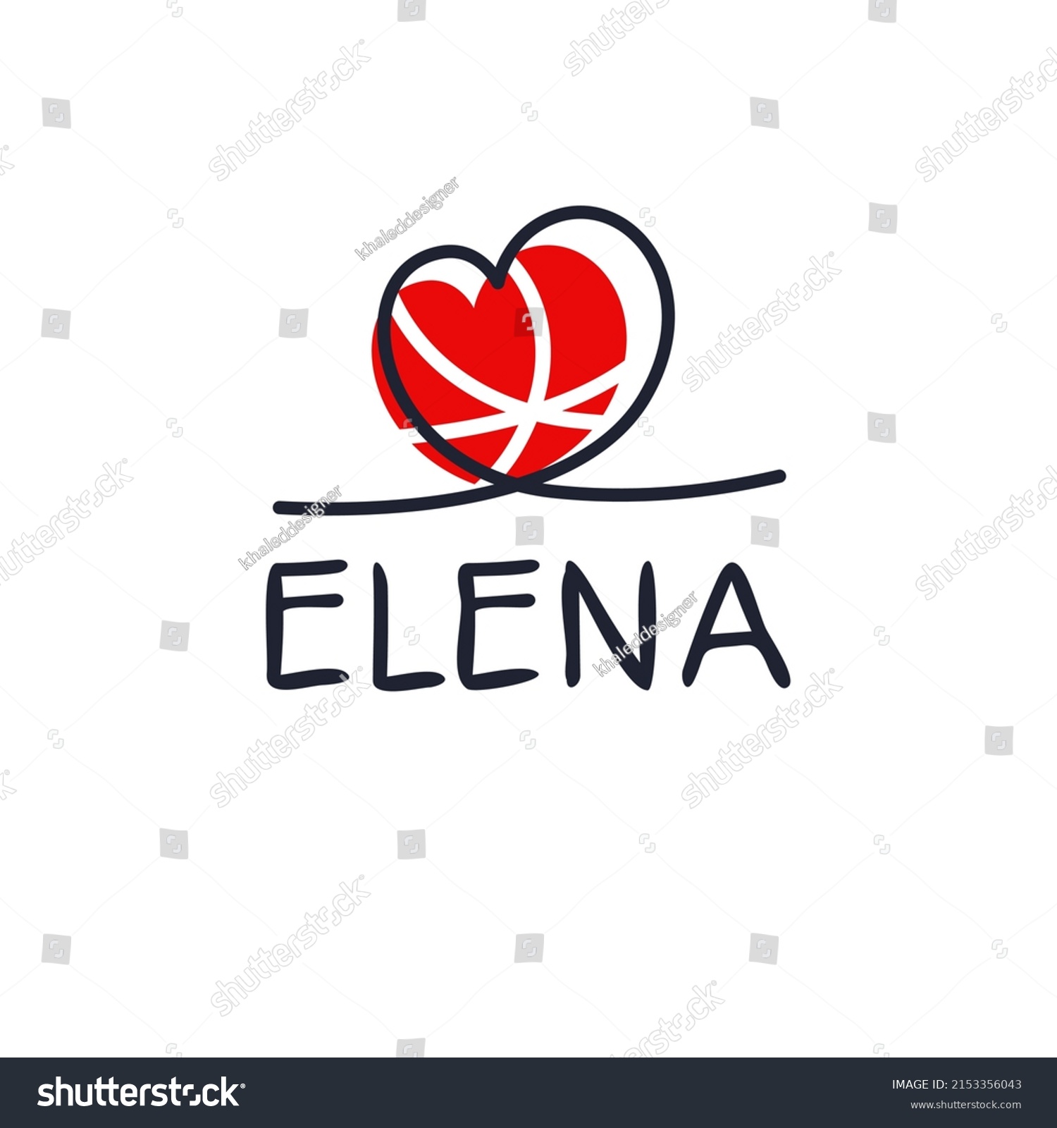 Elena Calligraphy Female Name Vector Illustration Stock Vector Royalty