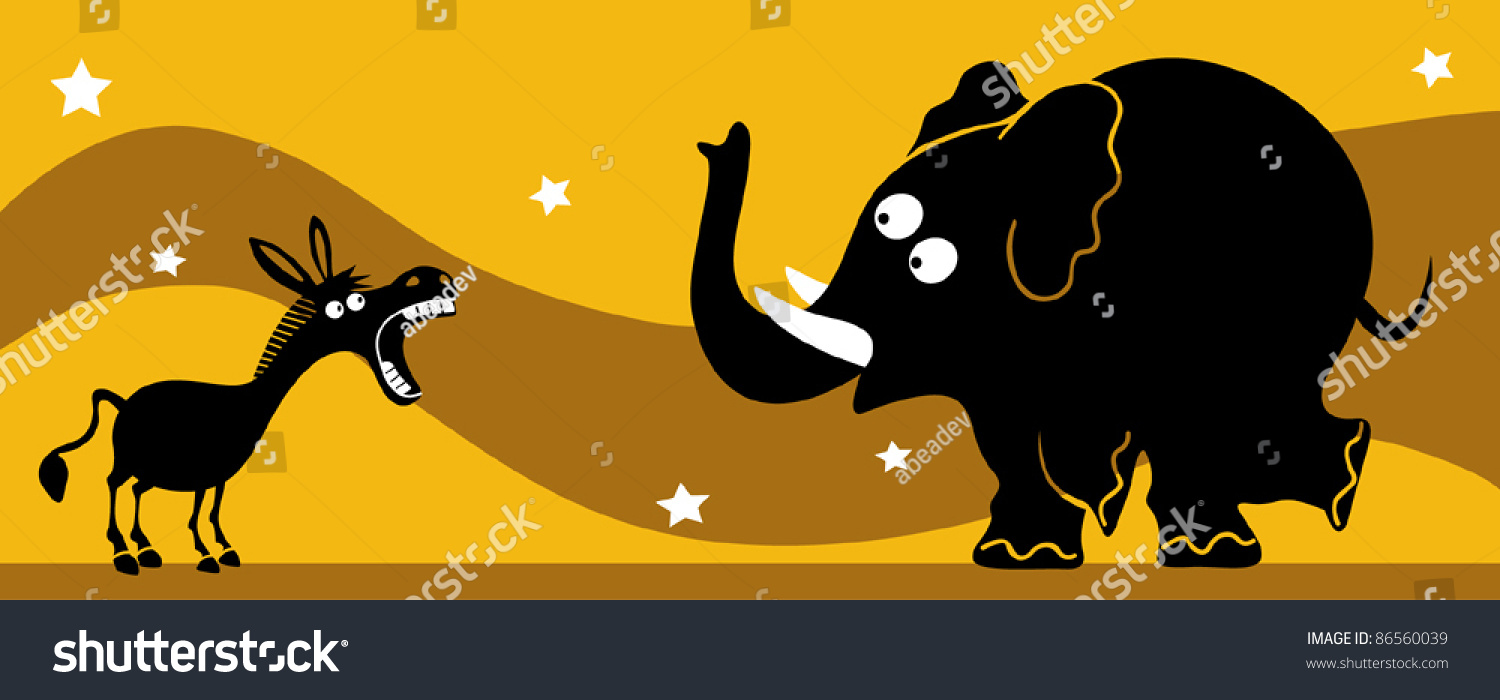 Elephant And Donkey Stock Vector Illustration 86560039 : Shutterstock