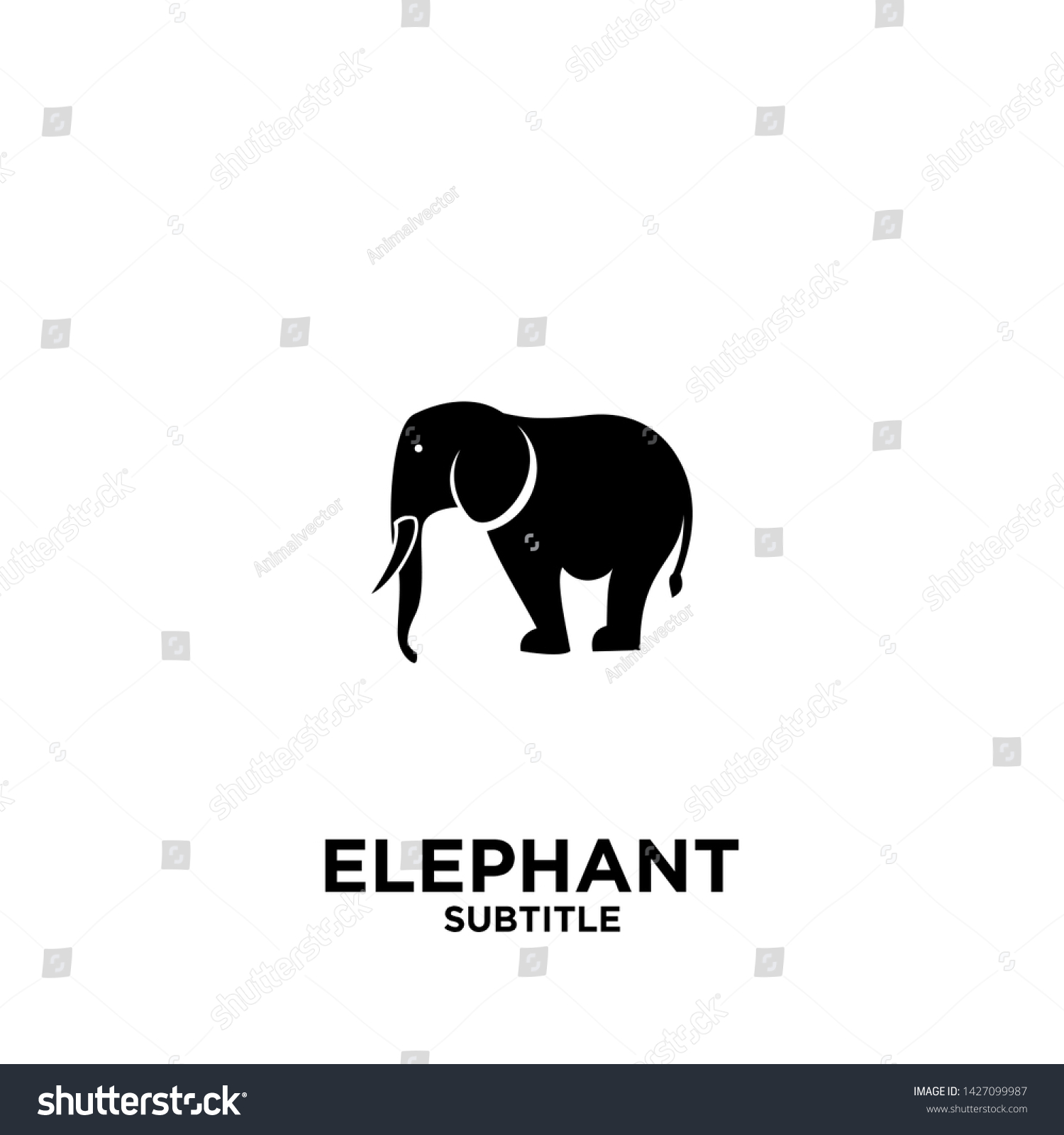 Elephant Black White Logo Icon Design Stock Vector (Royalty Free ...